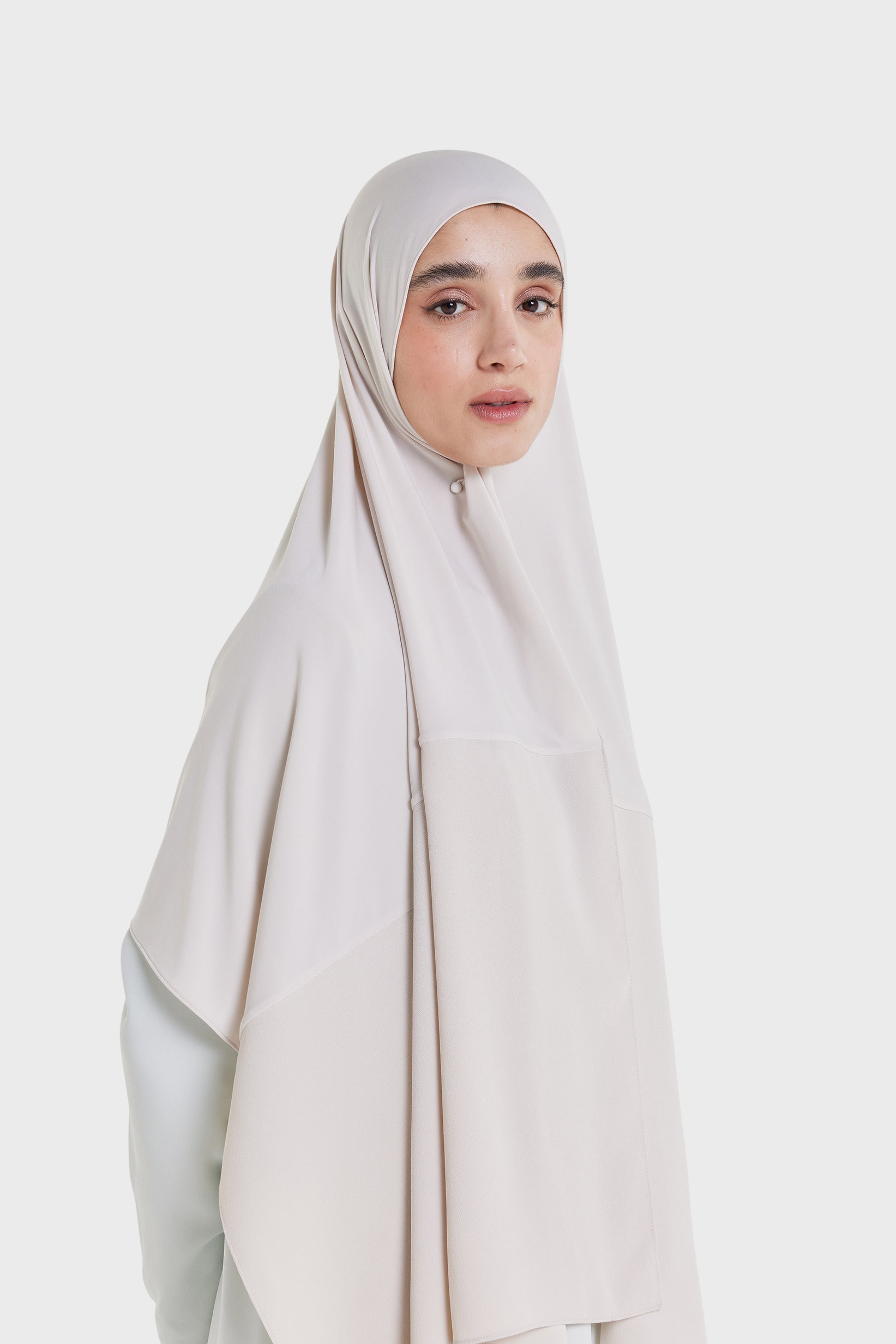 Dull Satin Edge Scarf | Biscuit