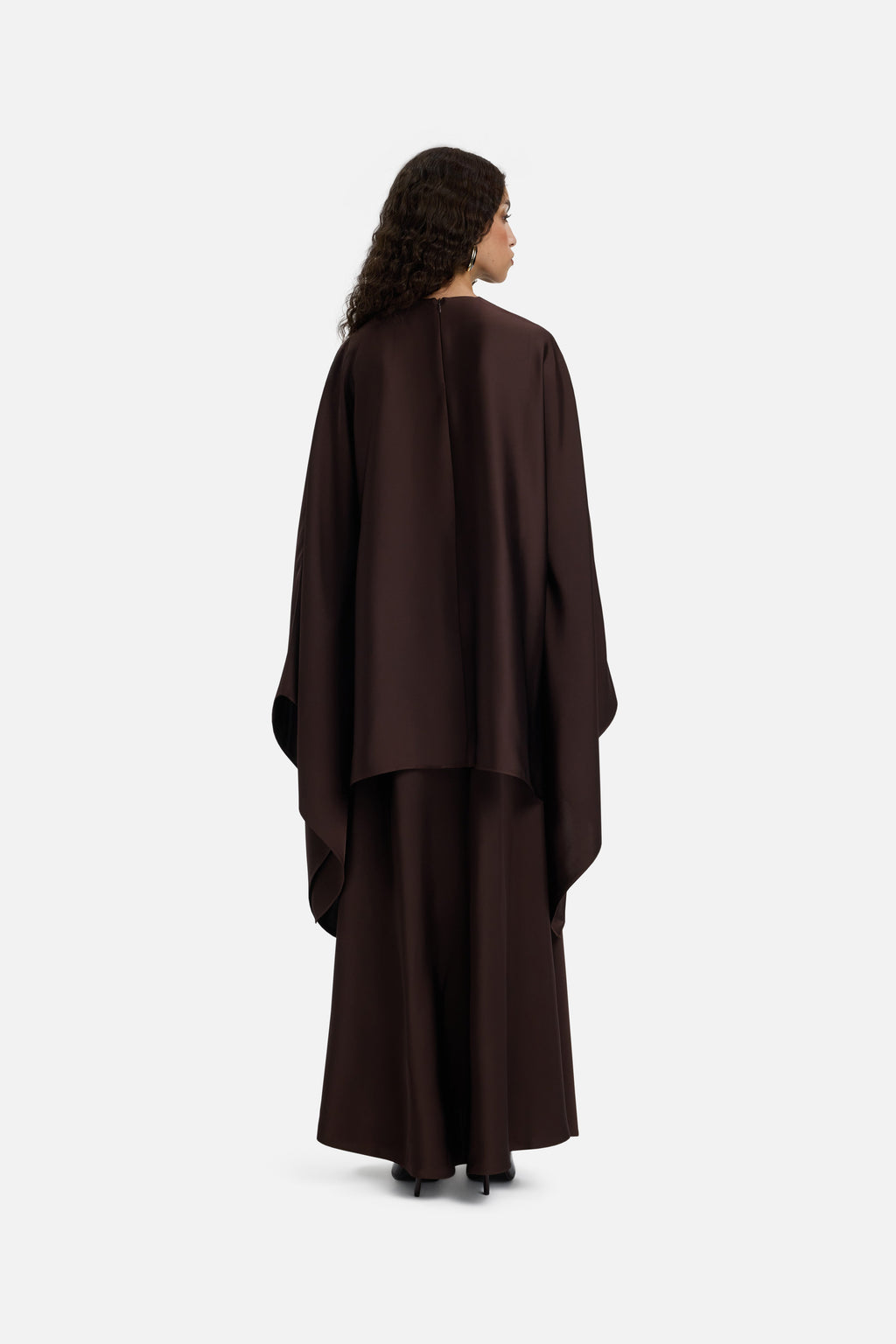 Asymmetric Cape Blouse | Dark Brown