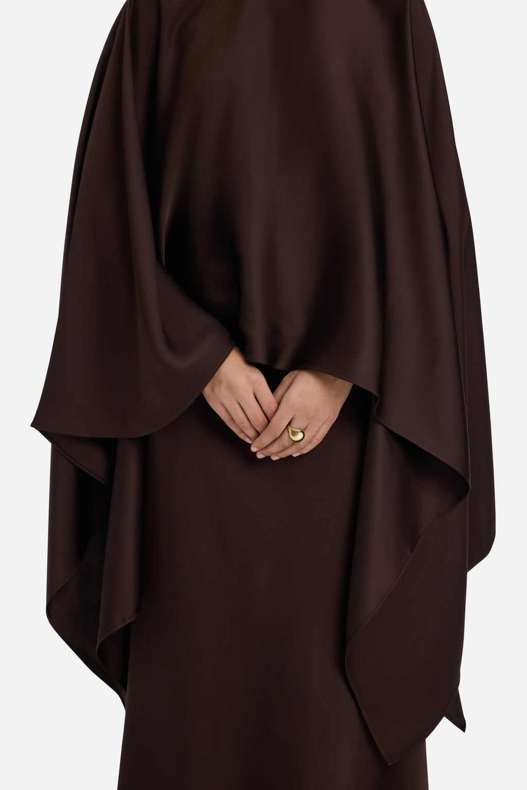 Asymmetric Cape Blouse | Dark Brown
