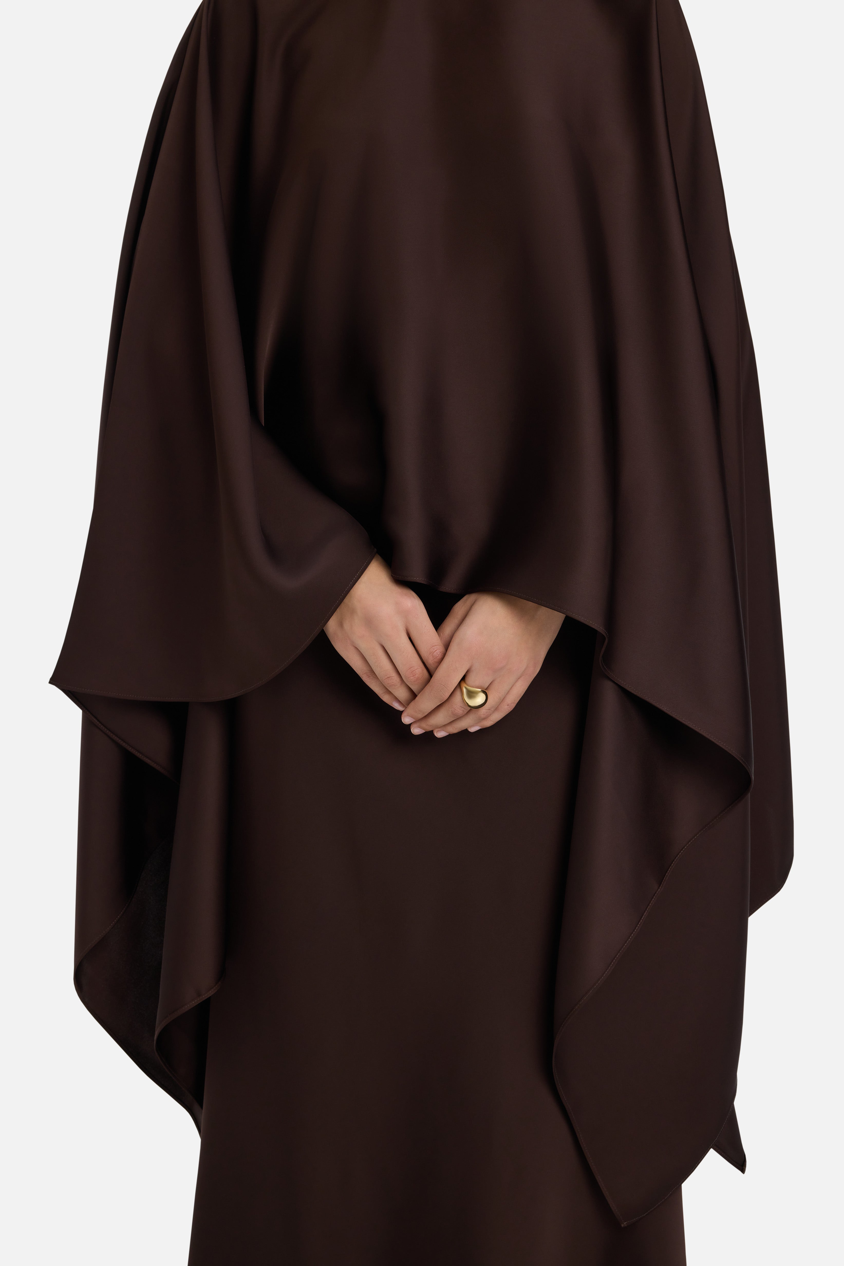 Asymmetric Cape Blouse | Dark Brown