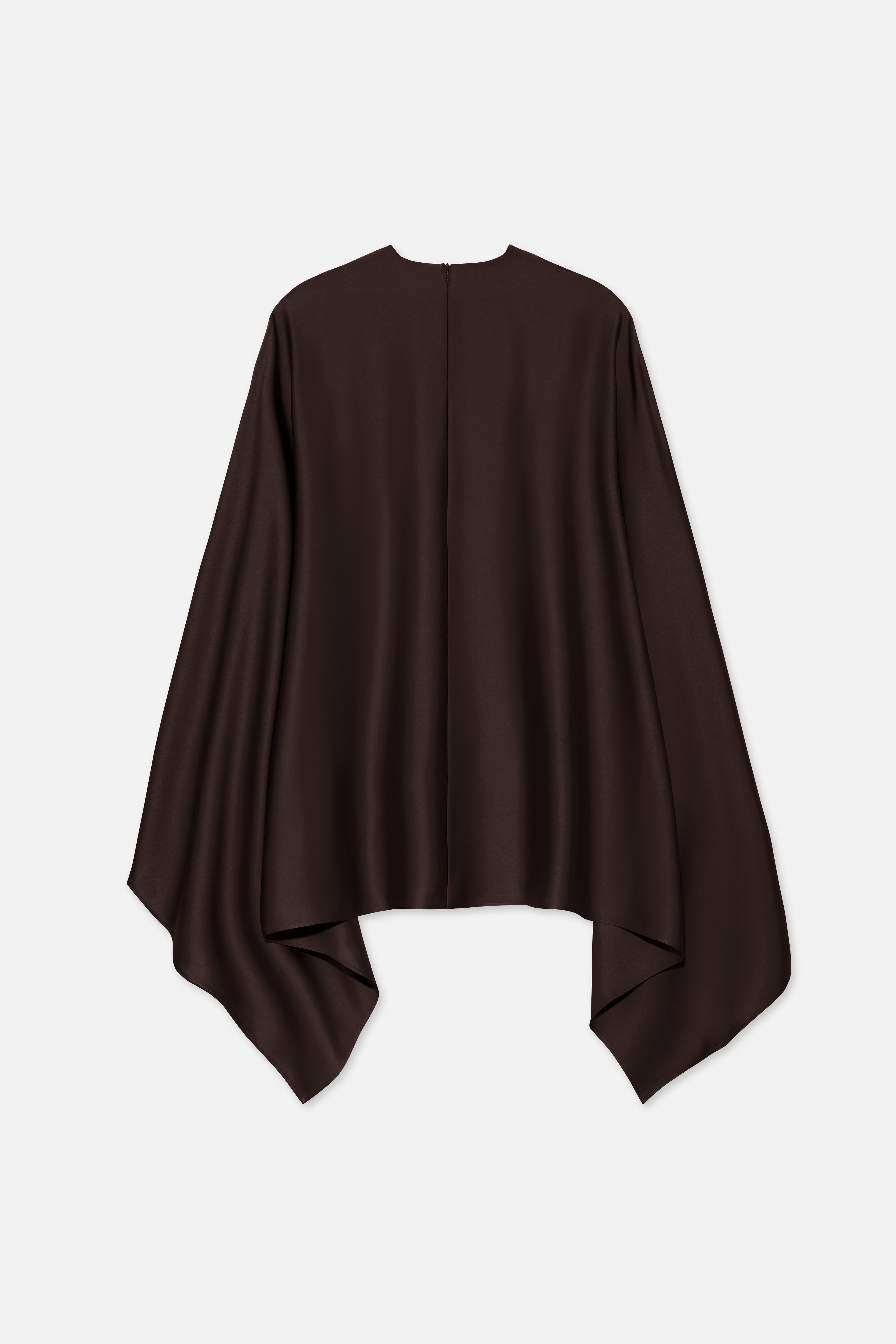 Asymmetric Cape Blouse | Dark Brown
