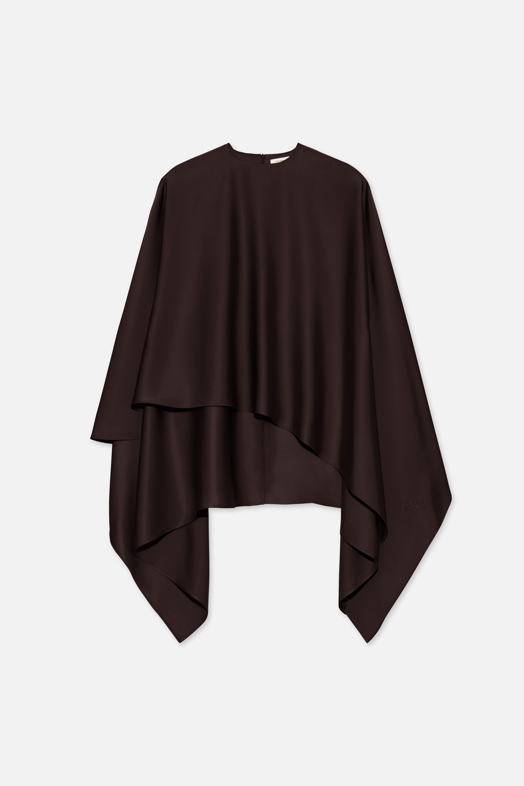 Asymmetric Cape Blouse | Dark Brown