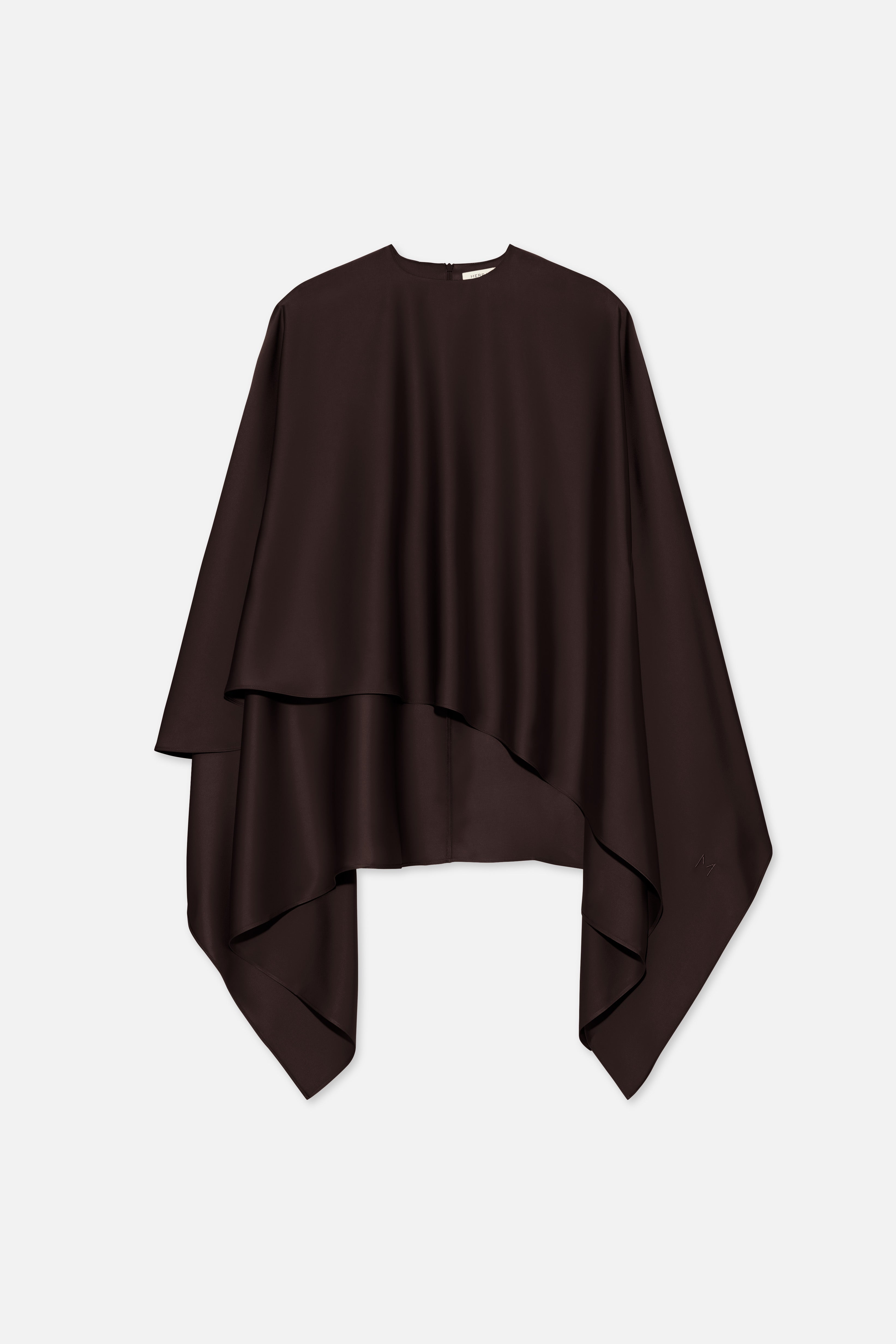 Asymmetric Cape Blouse | Dark Brown