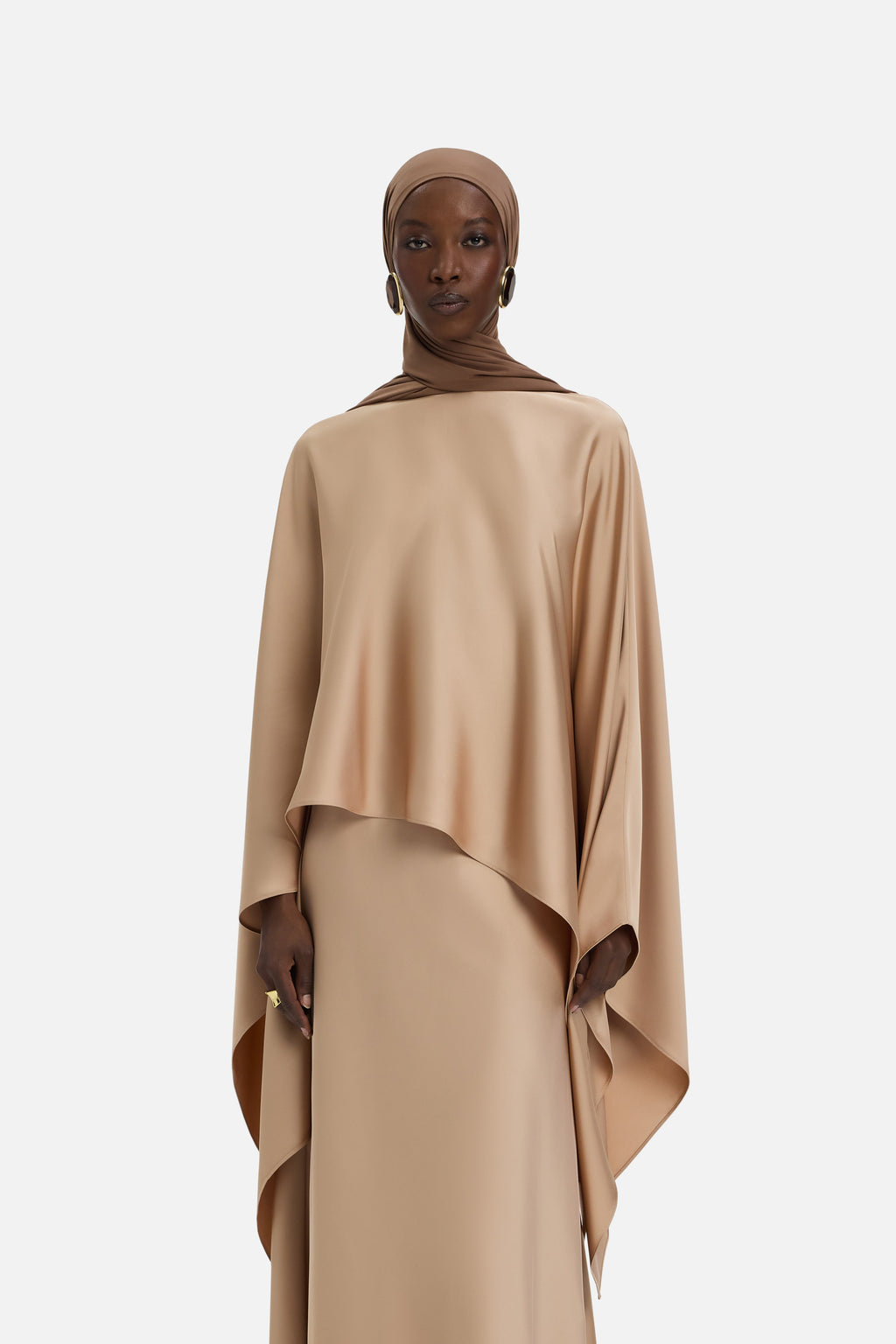 Asymmetric Cape Blouse | Nougat