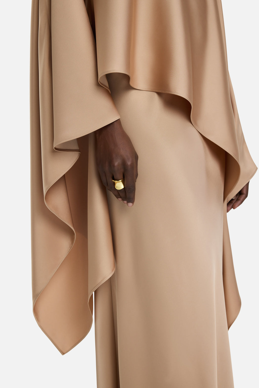 Asymmetric Cape Blouse | Nougat