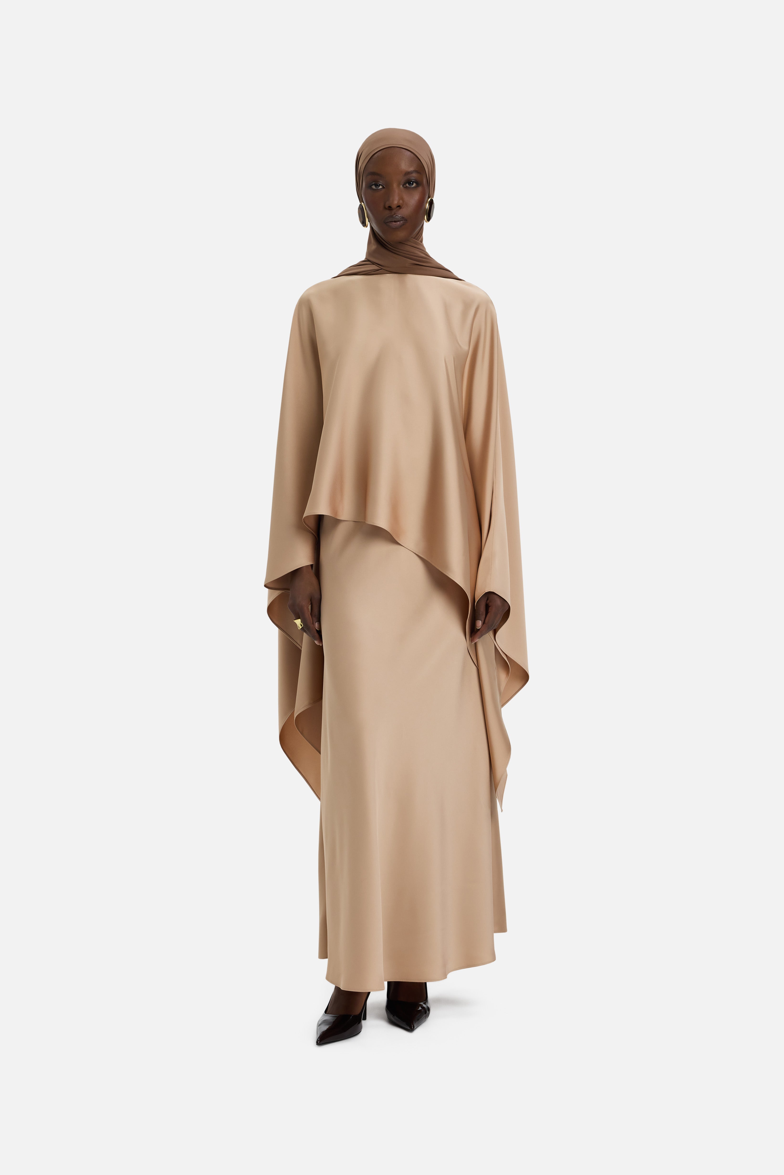 Asymmetric Cape Blouse | Nougat