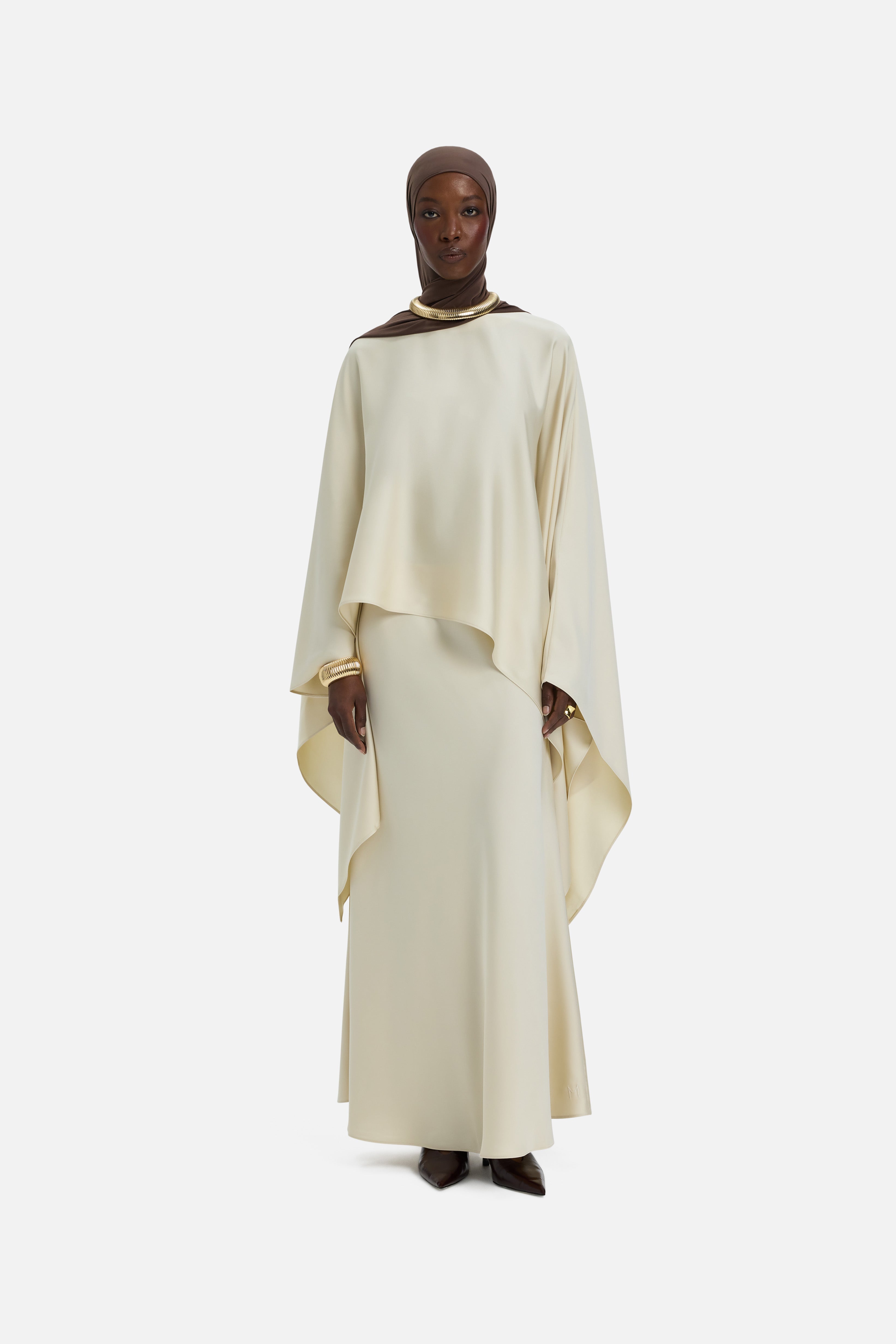 Asymmetric Cape Blouse | Sand