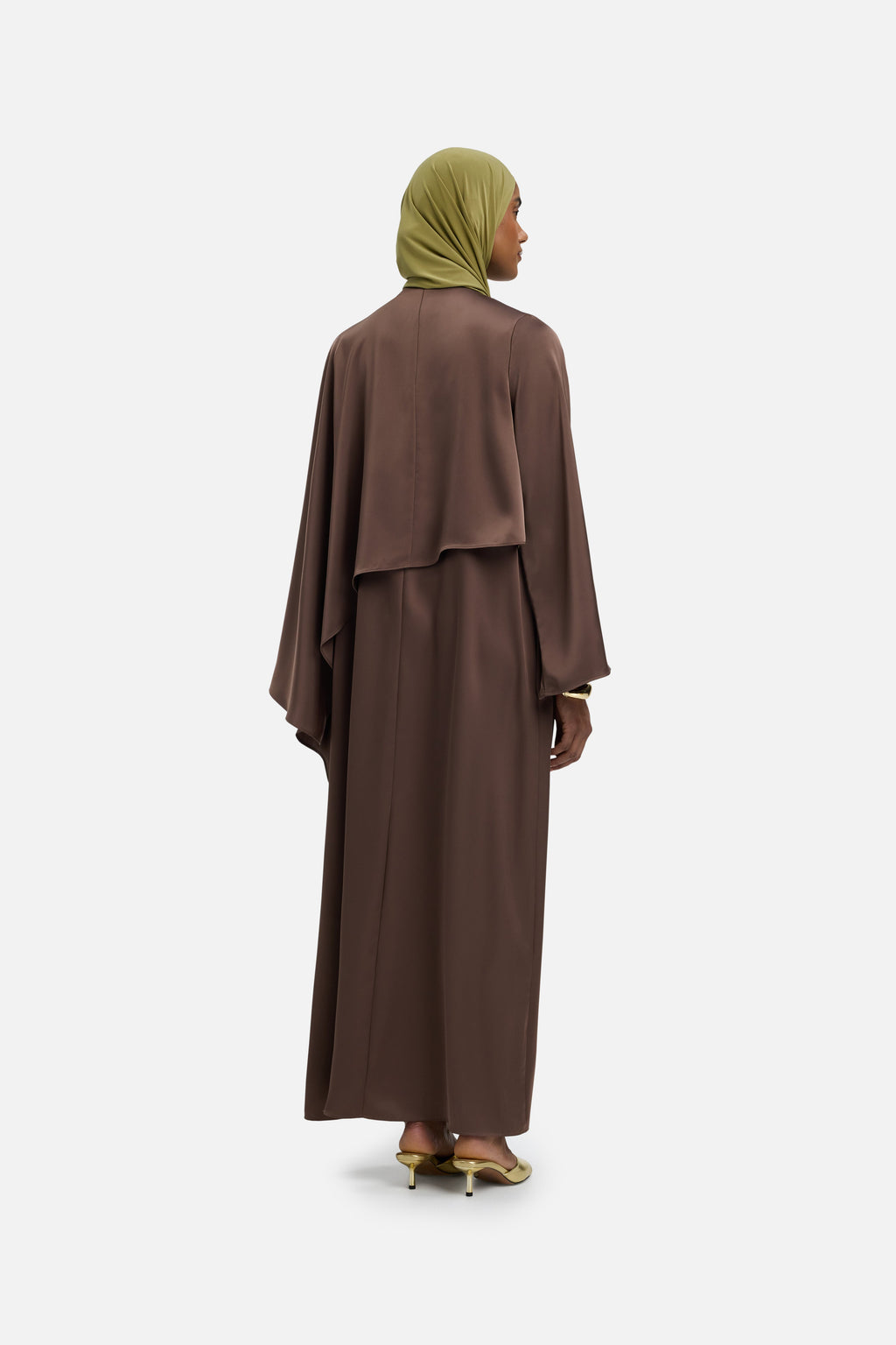 Asymmetric Cape Dress | Ash Brown