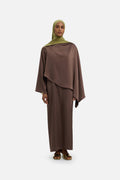 Asymmetric Cape Dress | Ash Brown