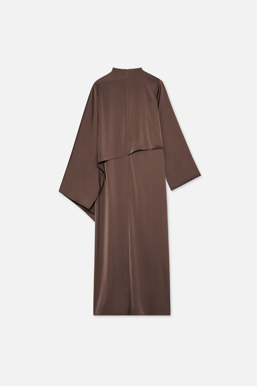 Asymmetric Cape Dress | Ash Brown