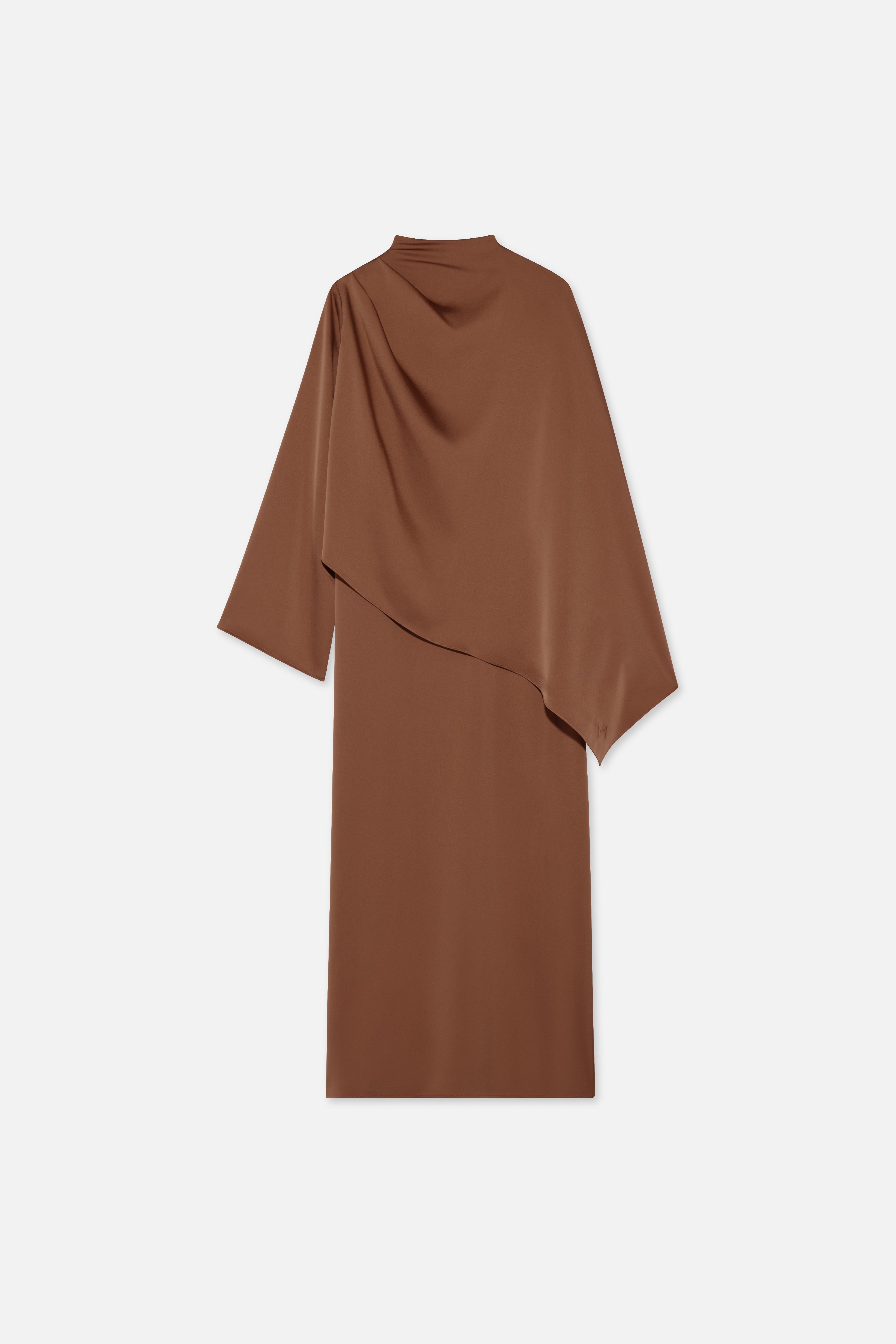 Asymmetric Cape Dress | Soft Bordeaux