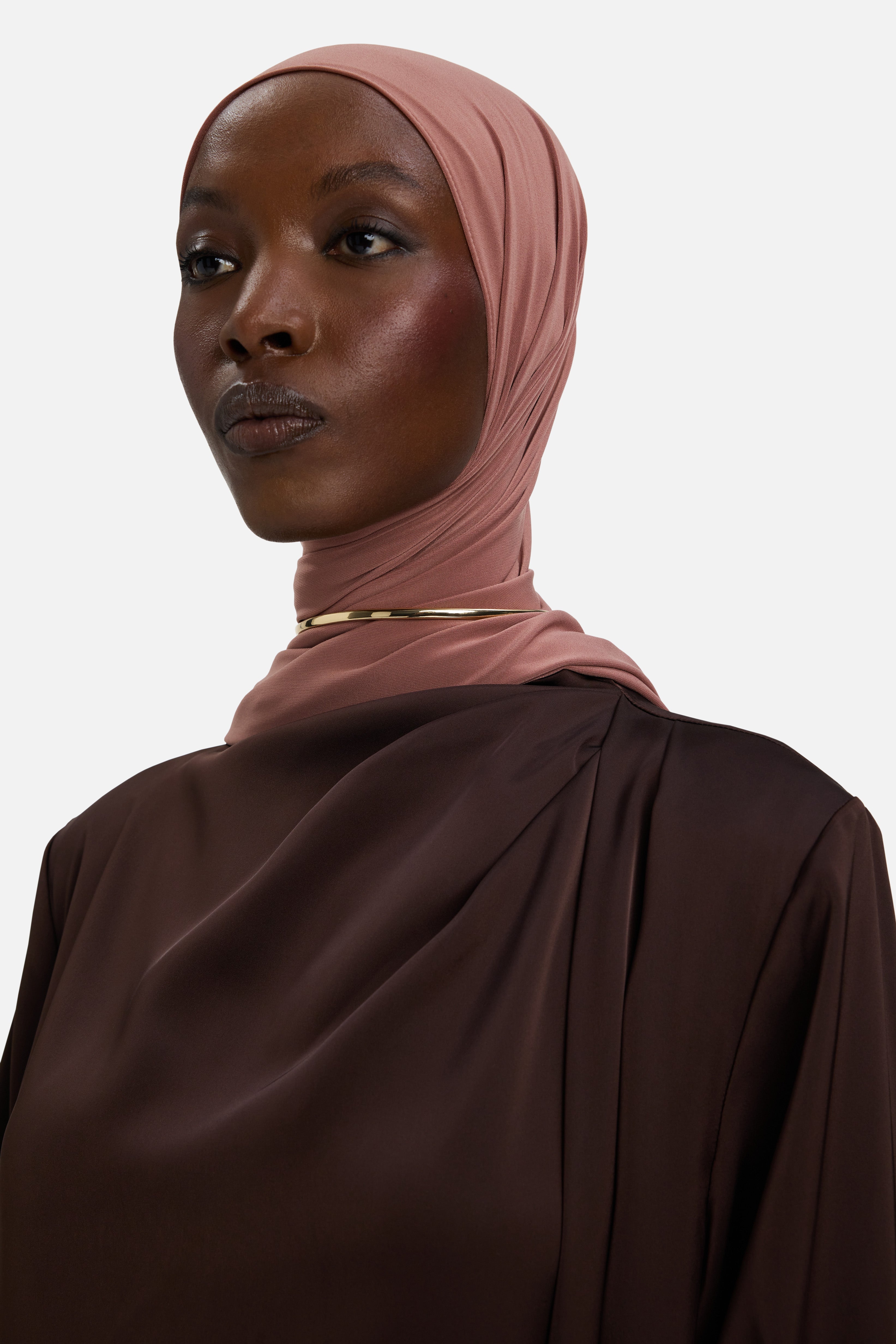 Asymmetric Drape Dress Short | Dark Brown