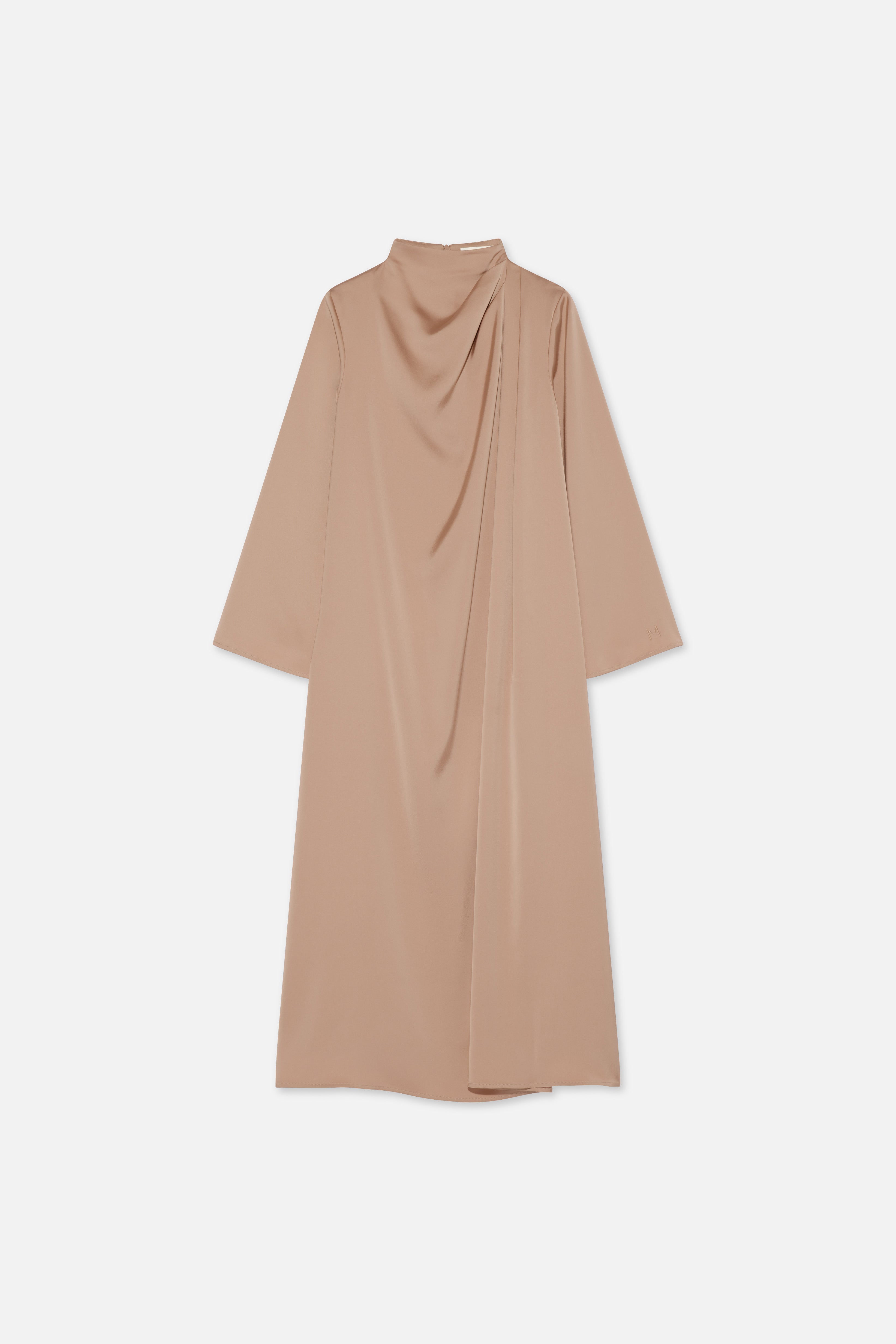 Asymmetric Drape Dress Regular | Nougat