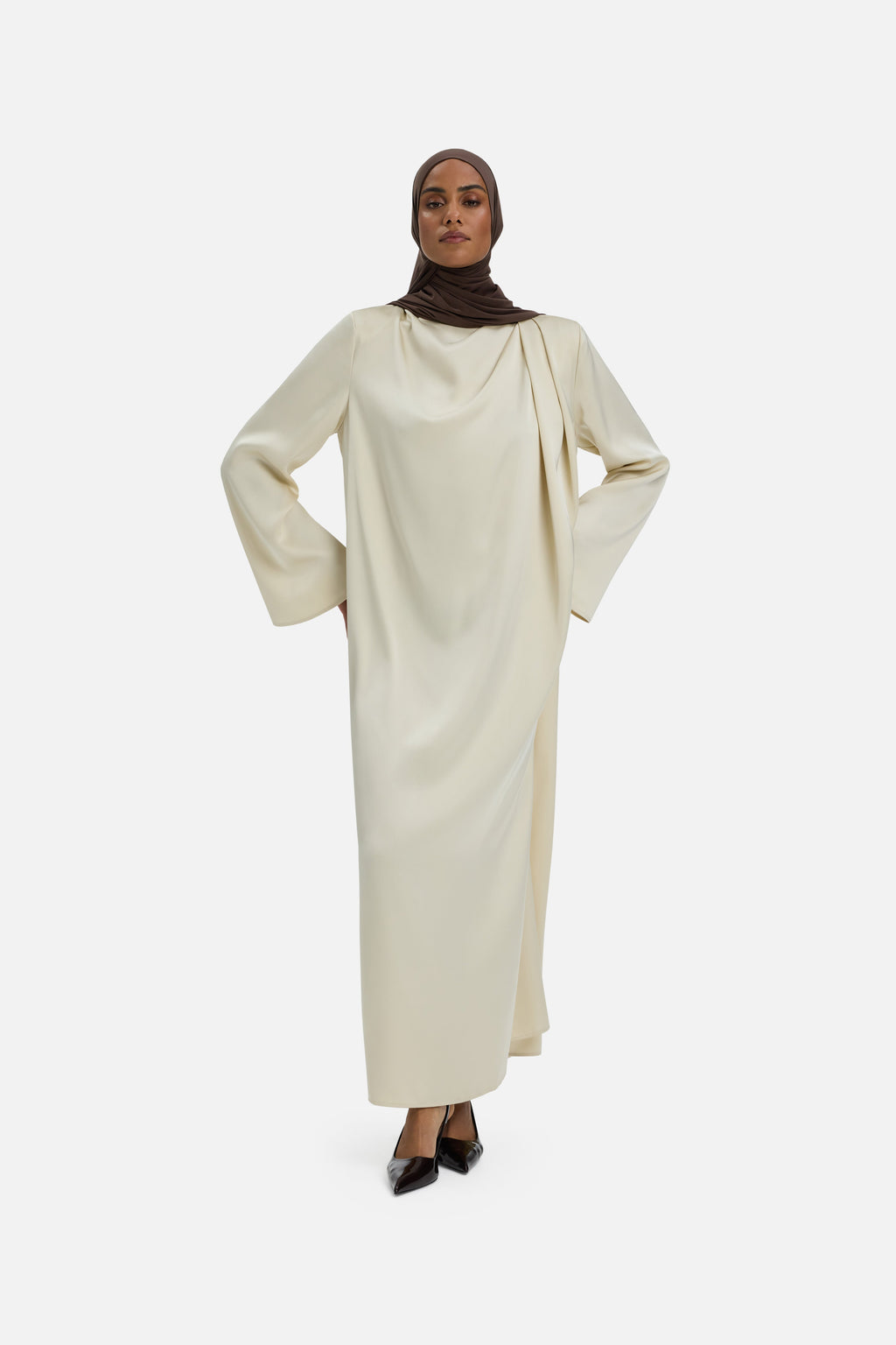 Asymmetric Drape Dress Short | Sand