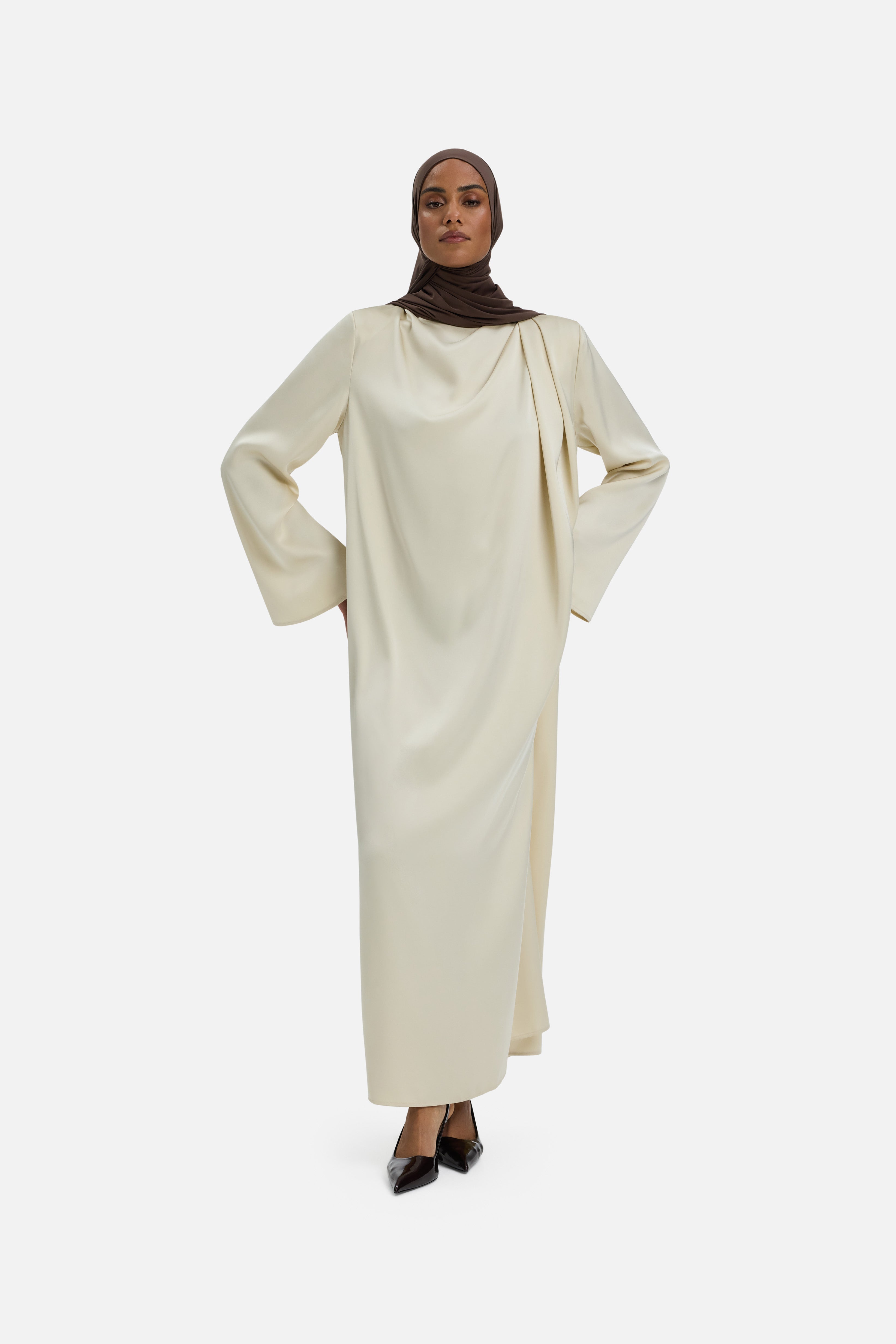 Asymmetric Drape Dress Short | Sand