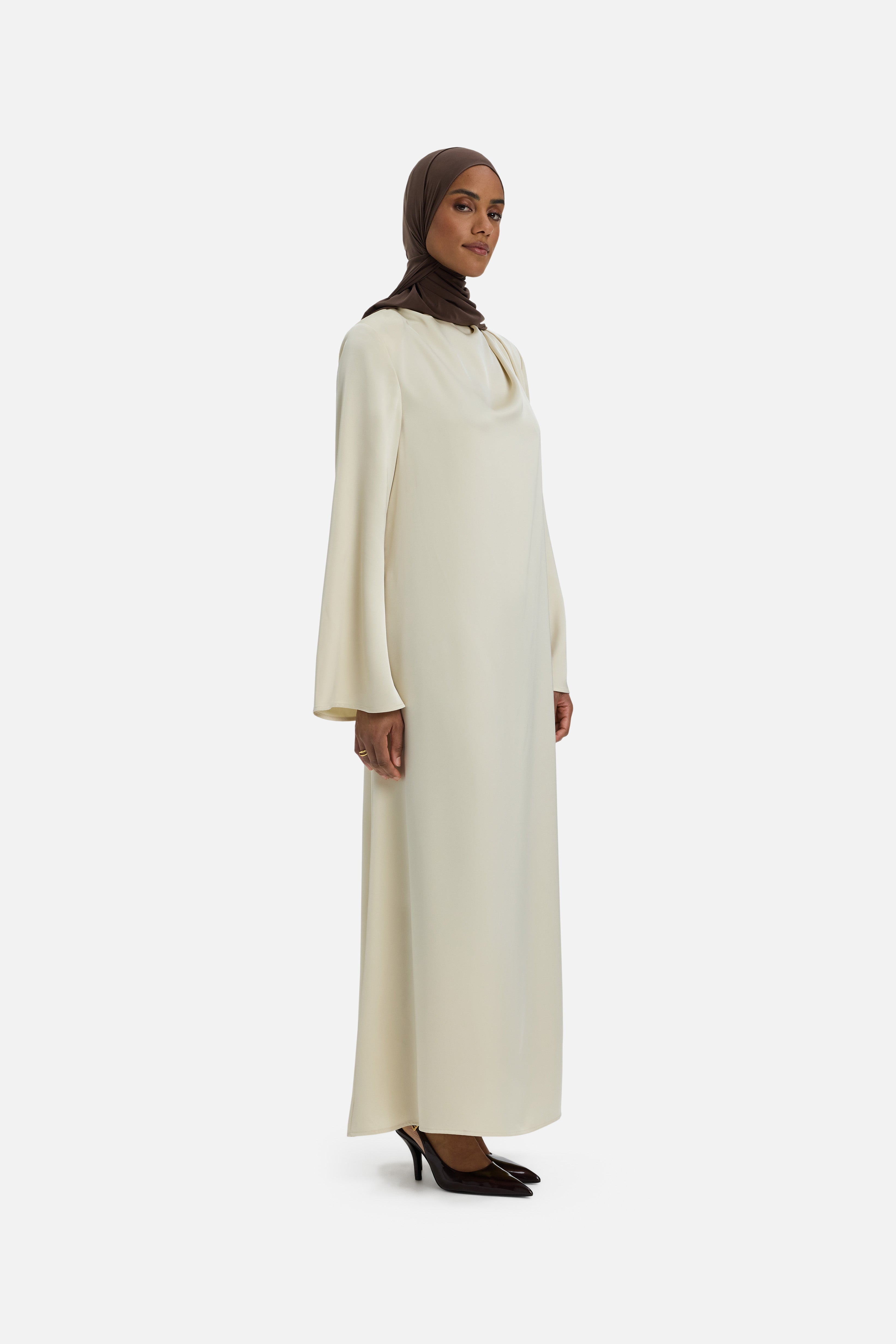 Asymmetric Drape Dress Regular | Sand