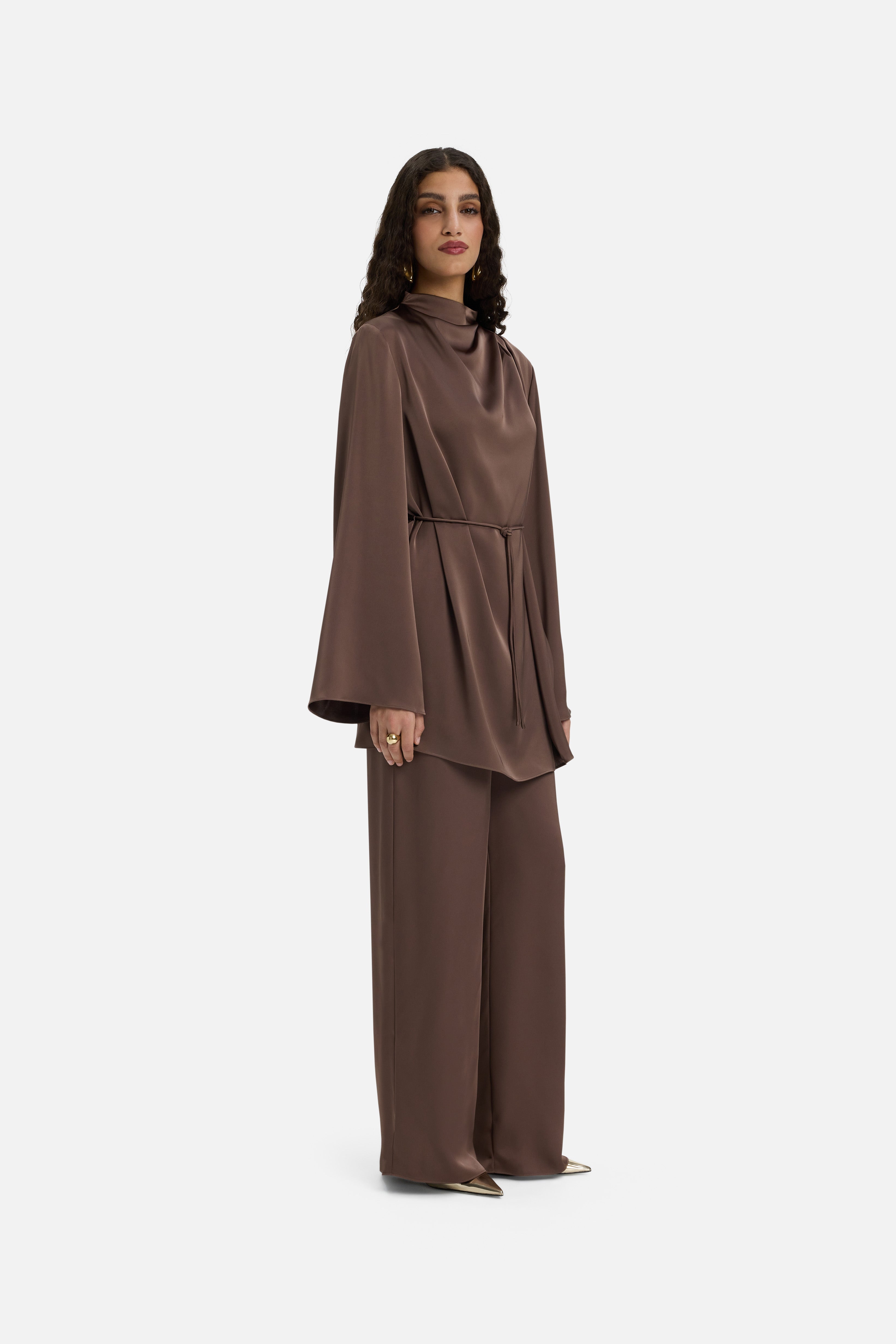 Flowy Palazzo Pants | Ash Brown