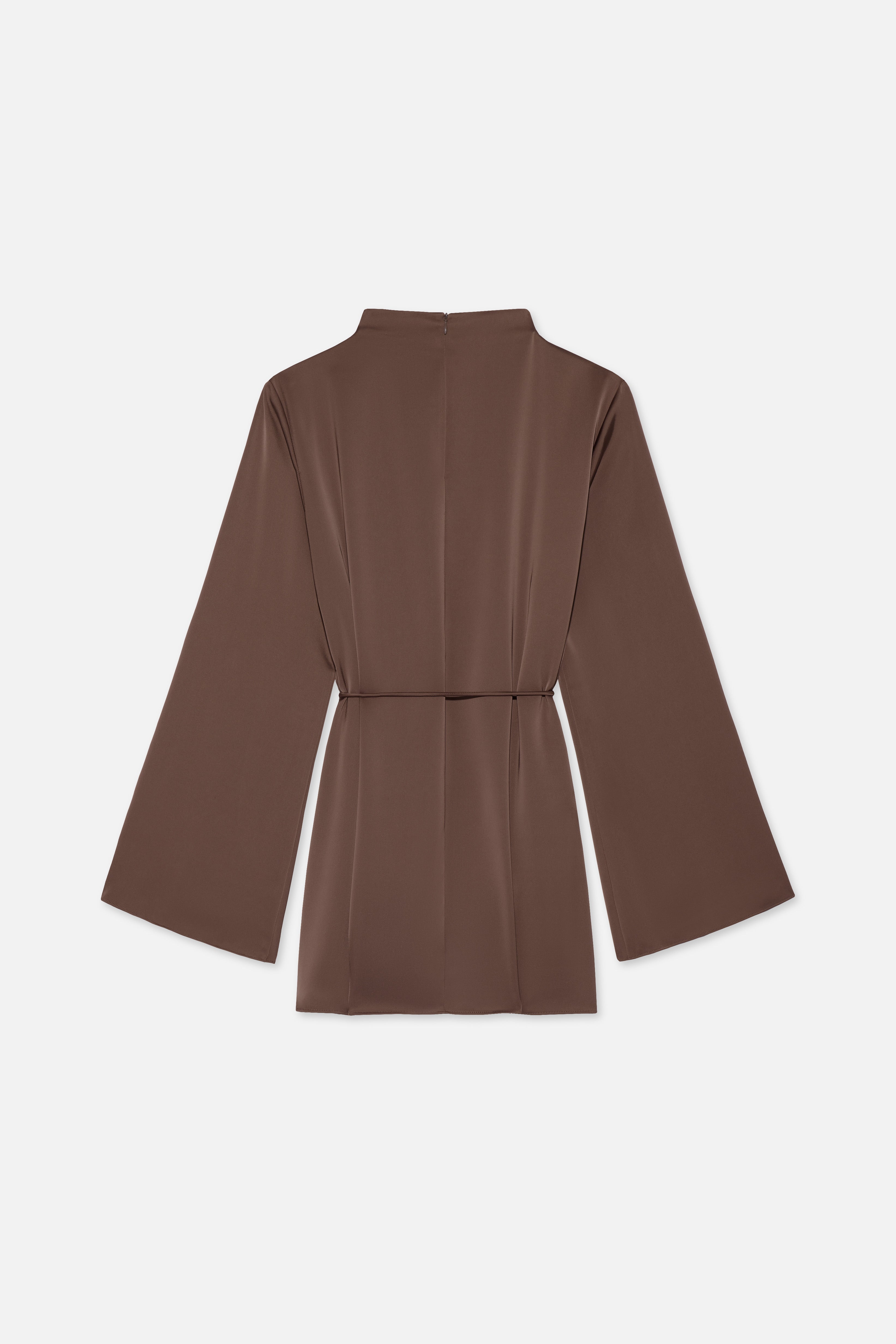 Asymmetric Pleat Blouse | Ash Brown