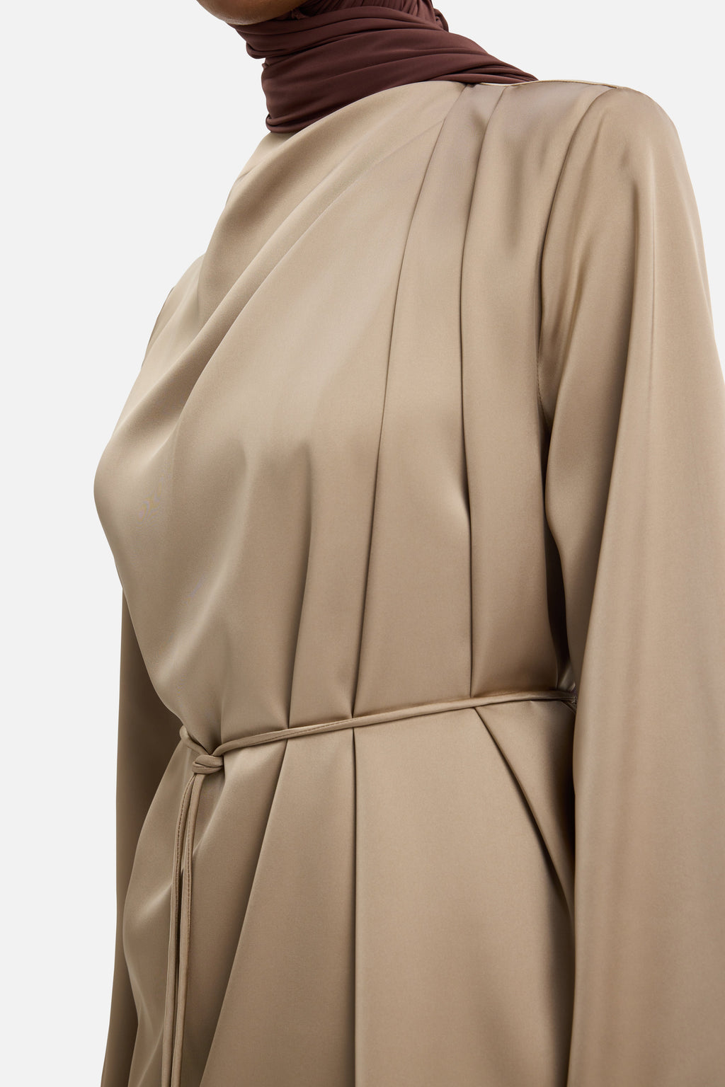 Asymmetric Pleat Blouse | Mocha