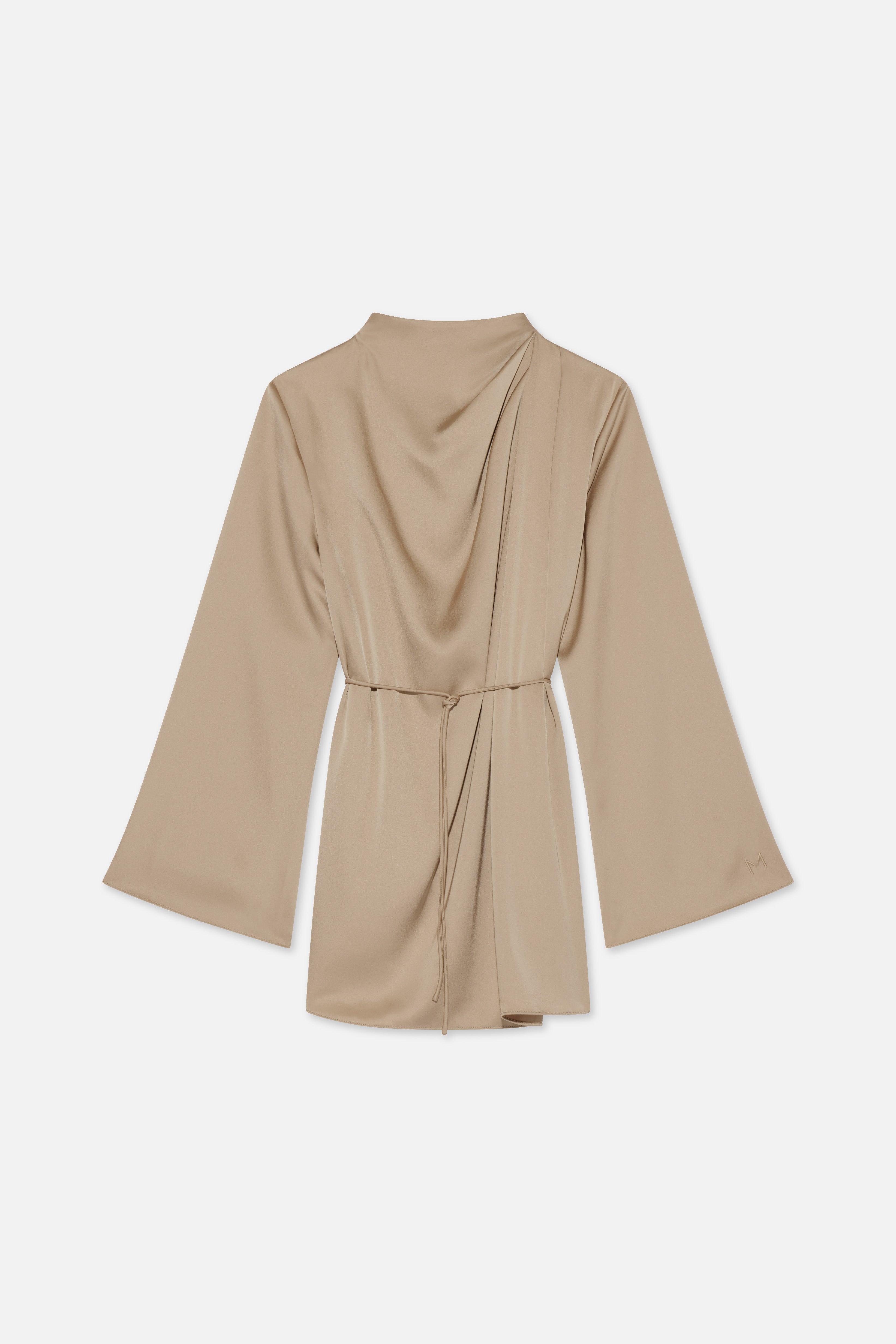 Asymmetric Pleat Blouse | Mocha