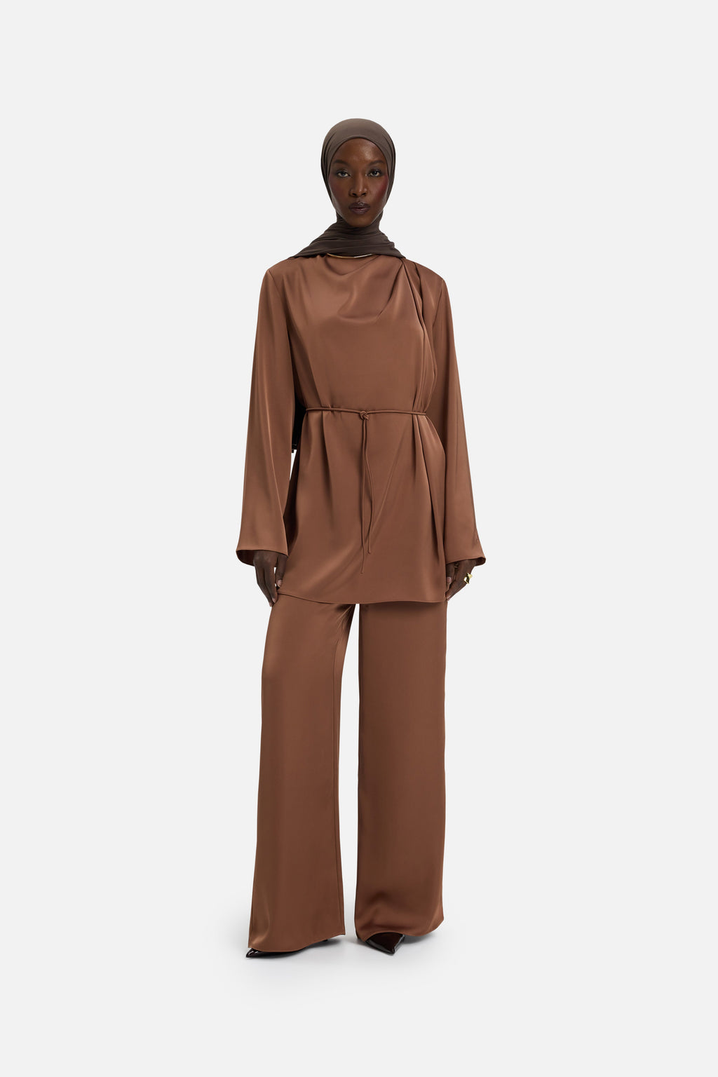 Asymmetric Pleat Blouse | Soft Bordeaux