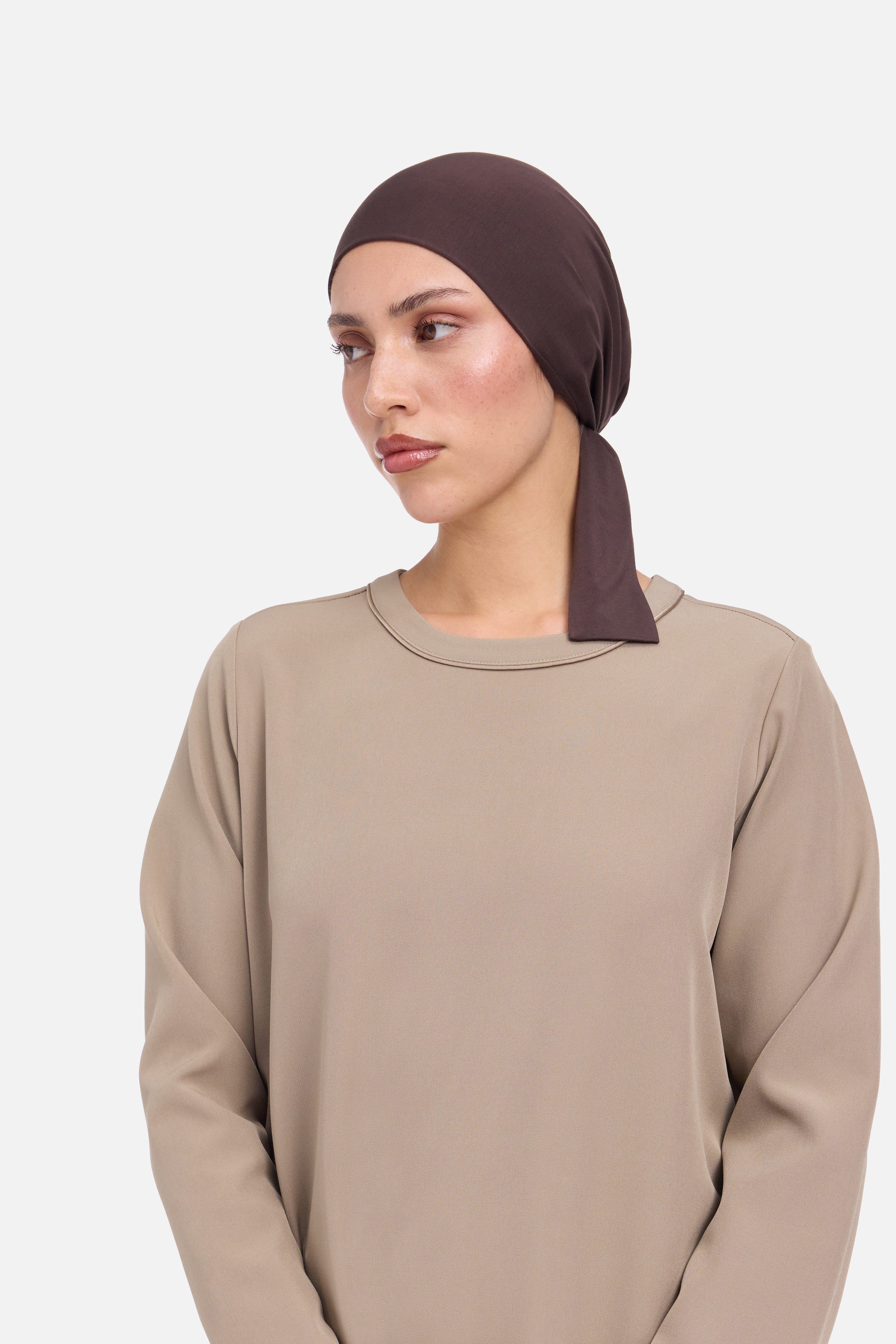 Bamboo Tied Underscarf | Dark Brown