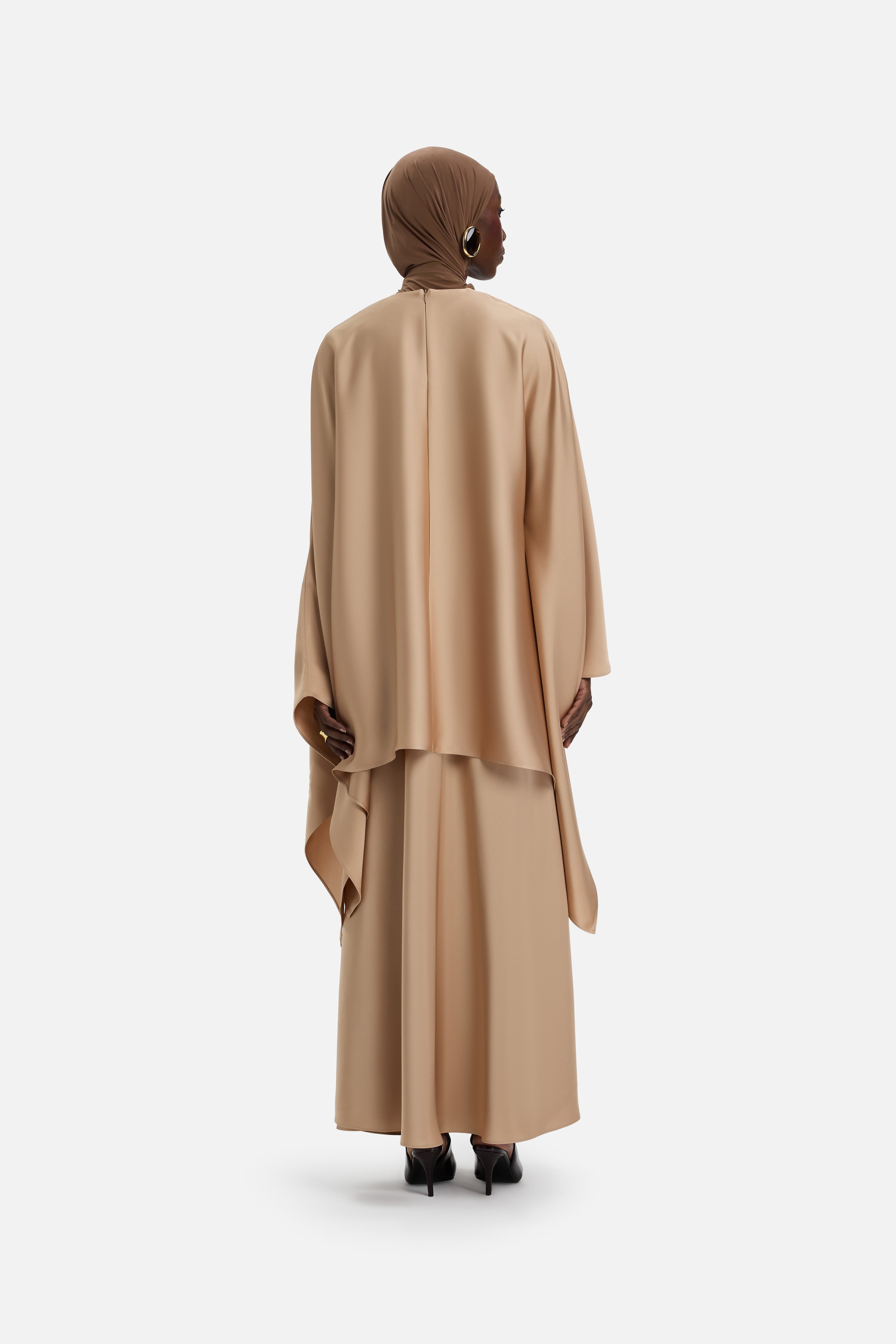 Asymmetric Cape Blouse | Nougat