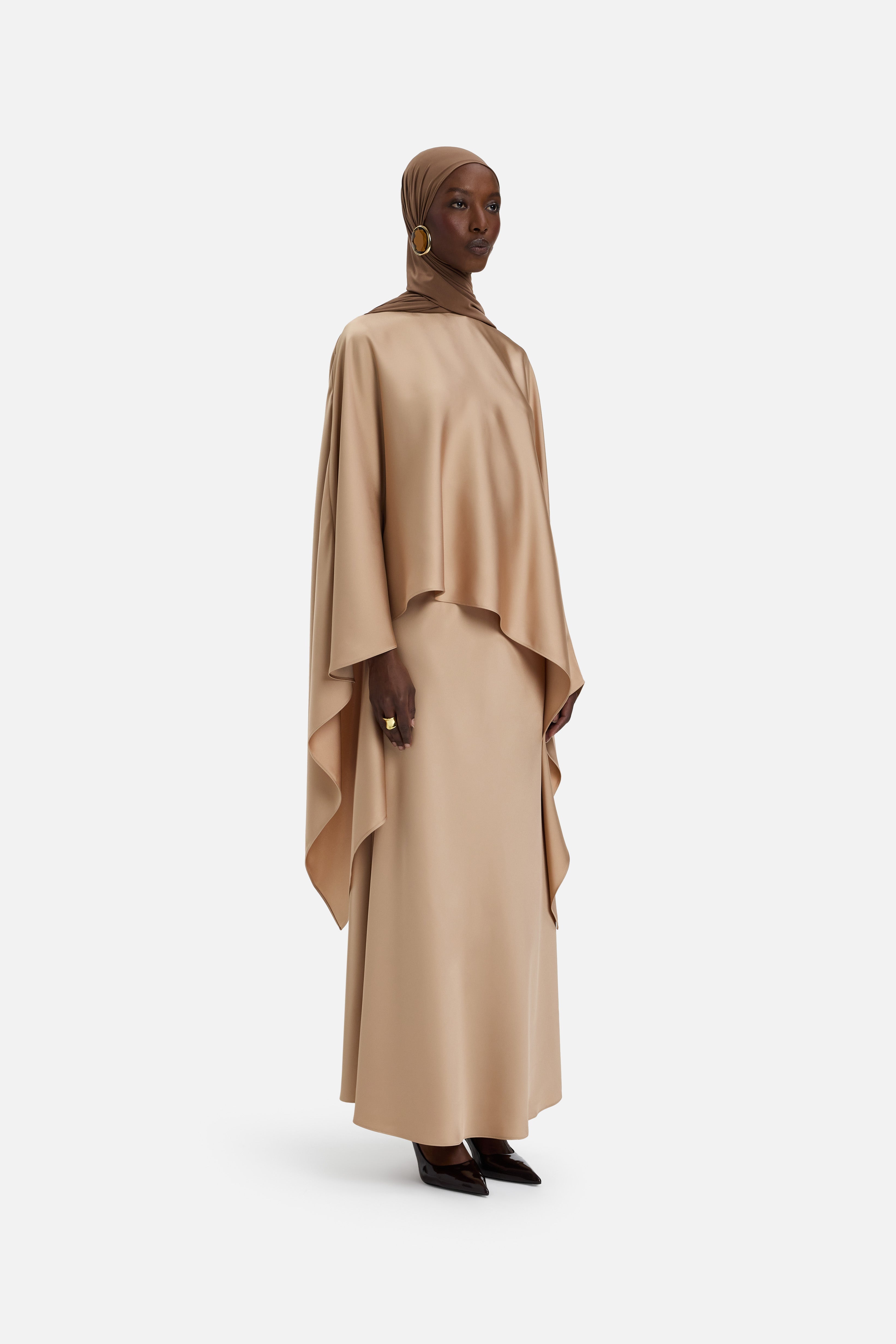 Asymmetric Cape Blouse | Nougat