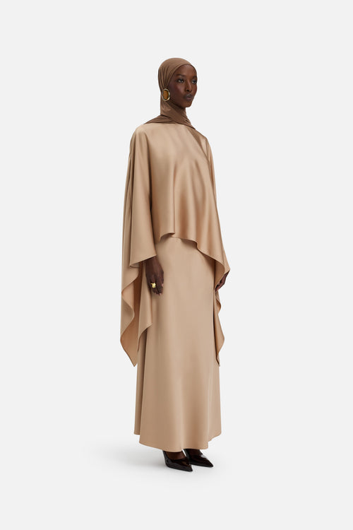 Asymmetric Cape Blouse | Nougat