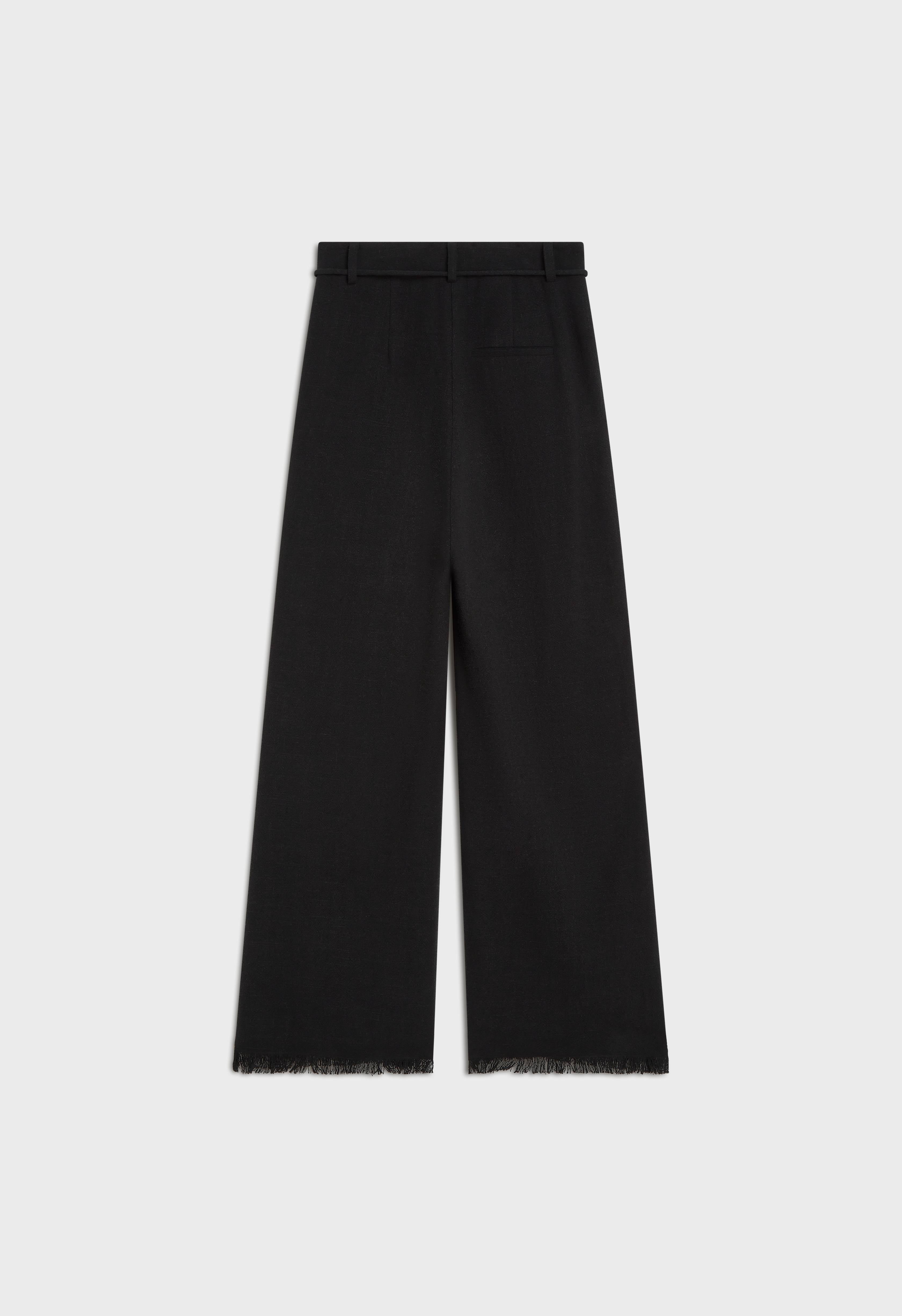 Frayed Hem Pants | Black