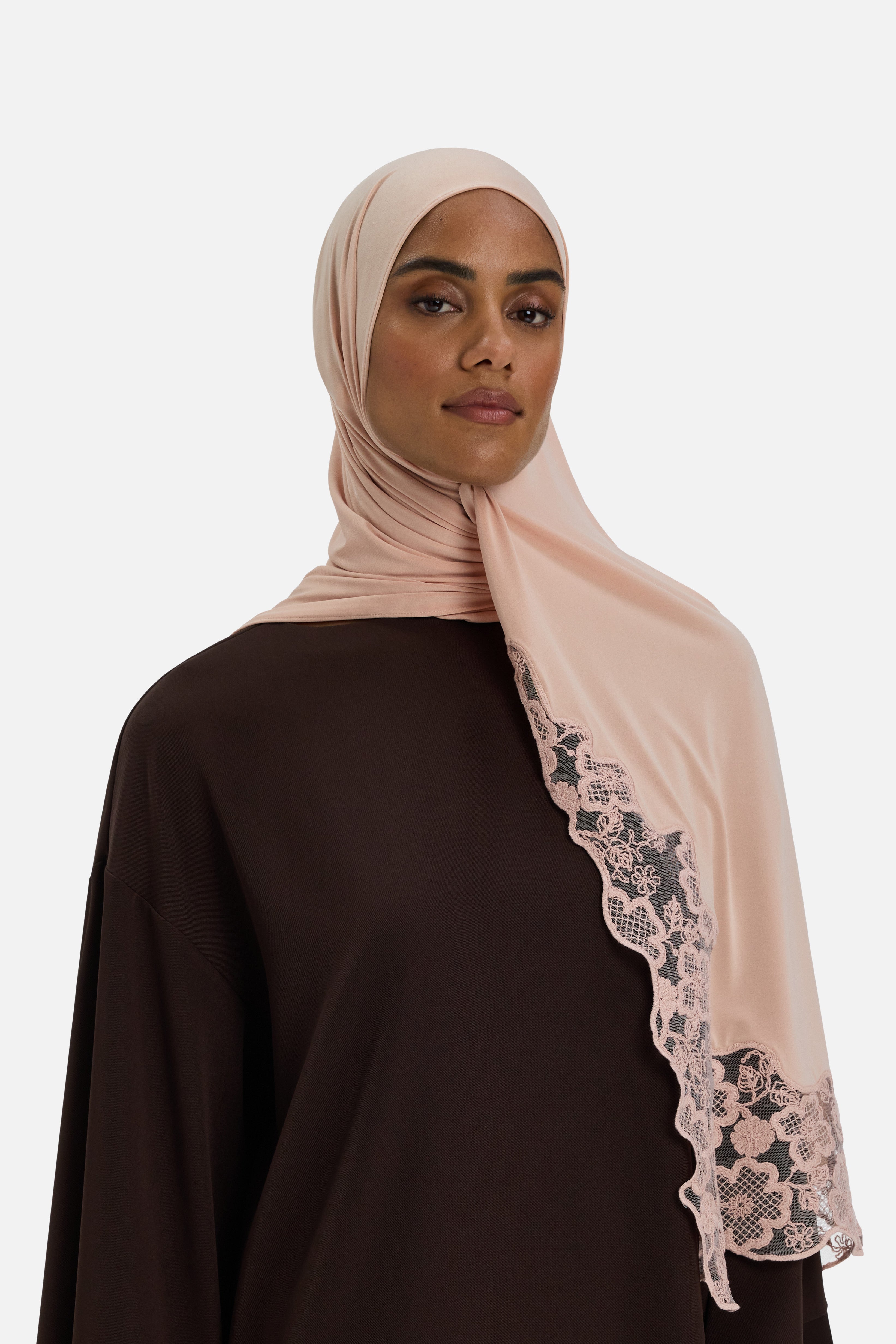 Lace Trim Scarf | Deep Rose
