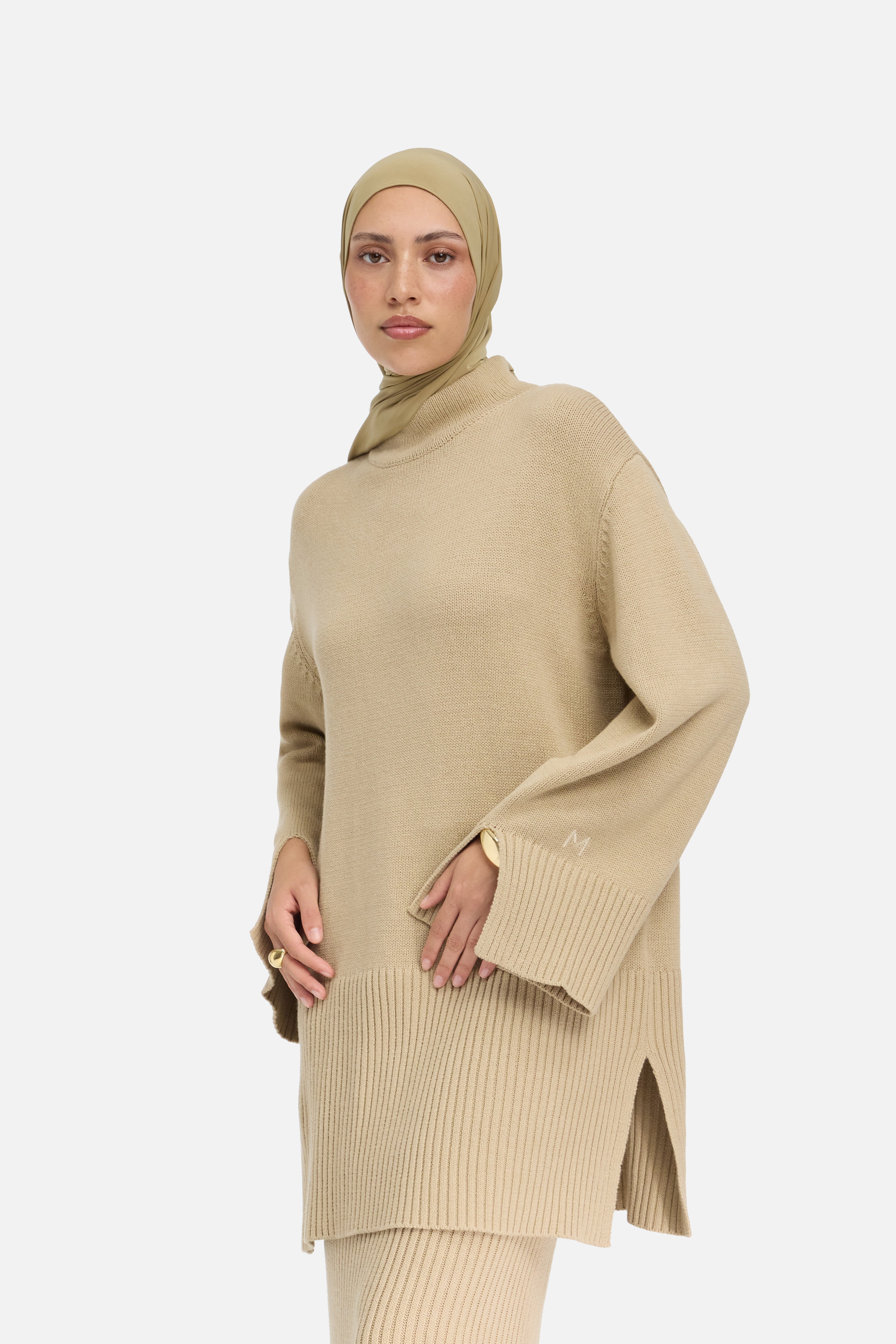 Ribbed Knit Sweater | Khaki