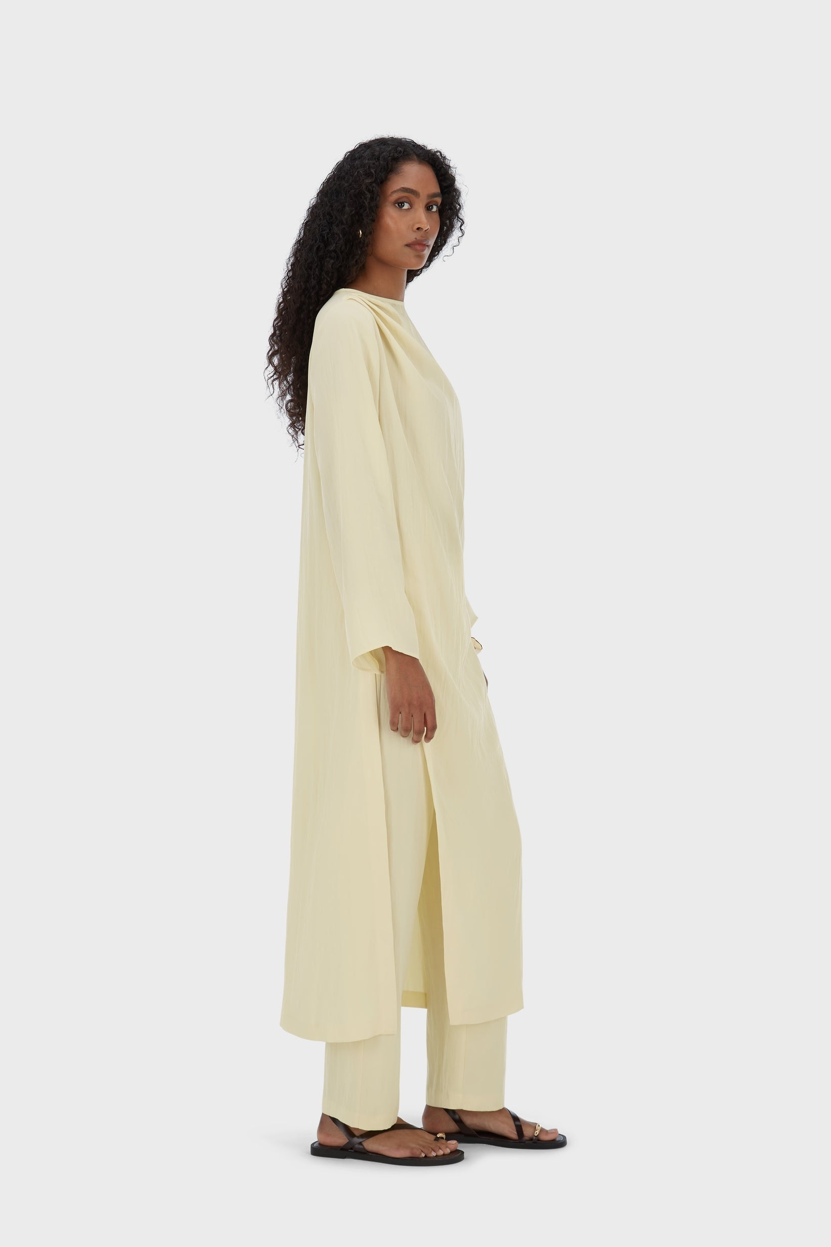 Asymmetric Pleated Tunic | Sorbet