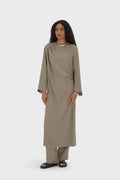 Asymmetric Pleated Tunic | Taupe