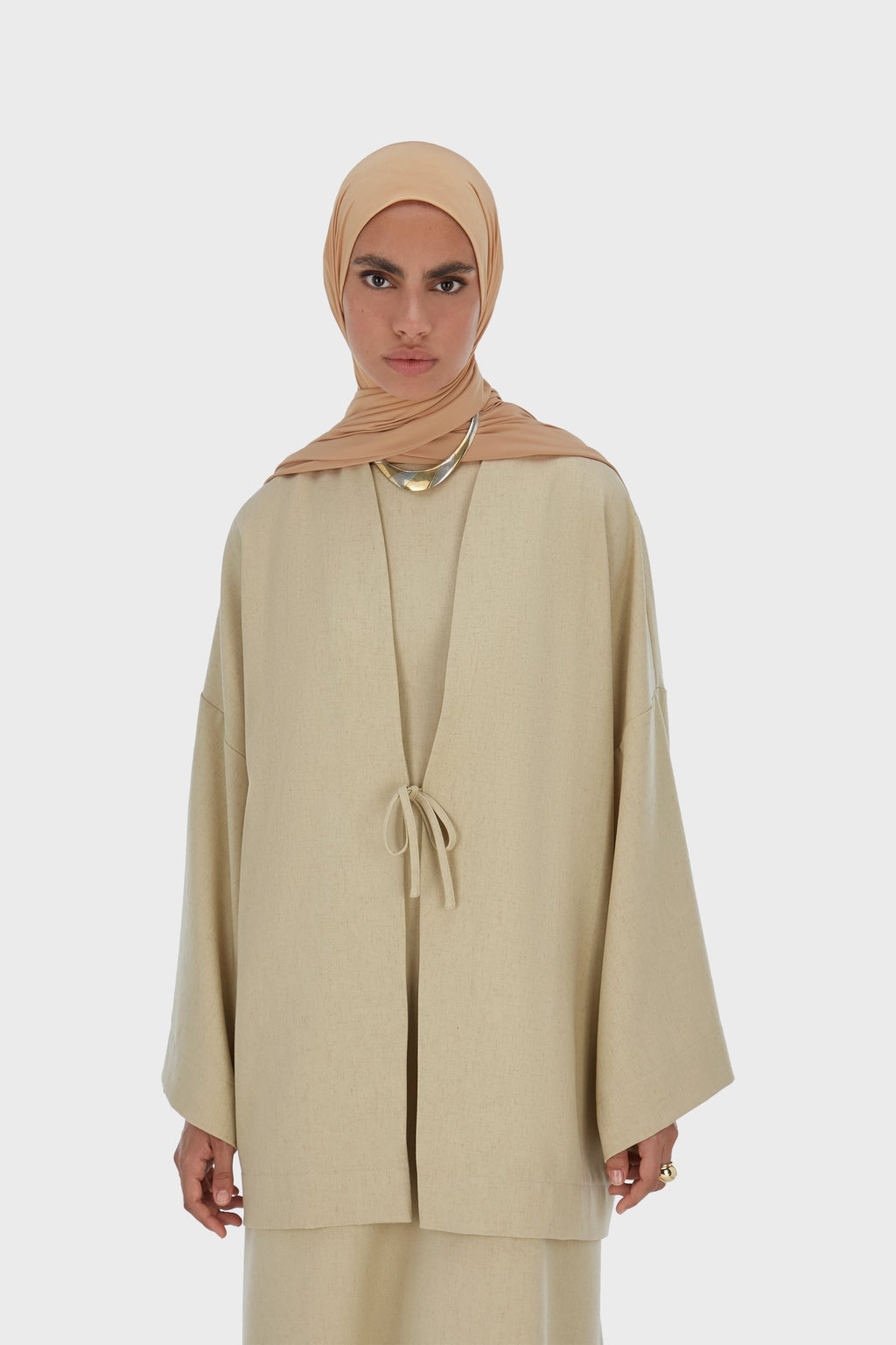 Front Tie Top | Warm Khaki