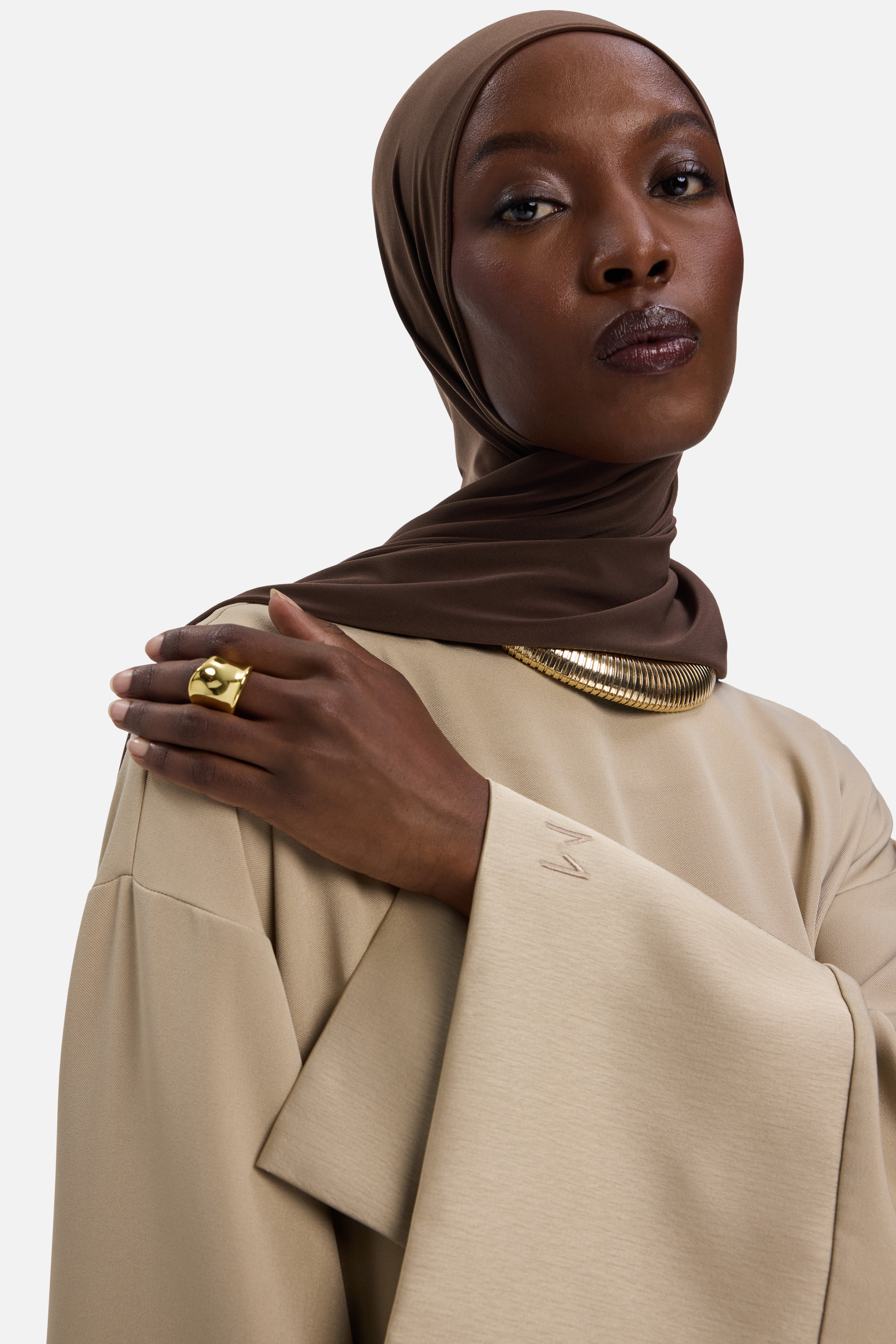 Satin Trim Blouse | Mocha