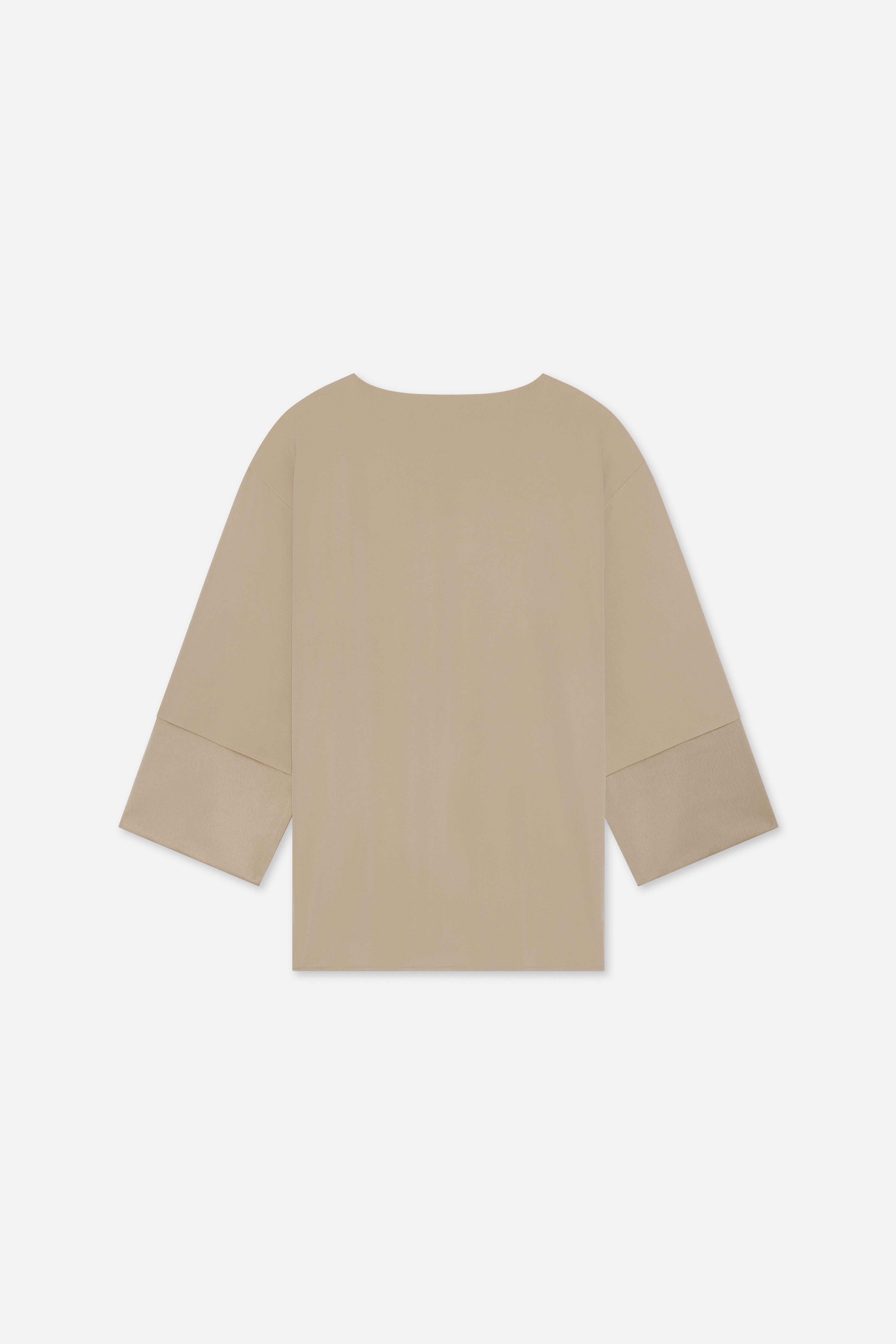 Satin Trim Blouse | Mocha