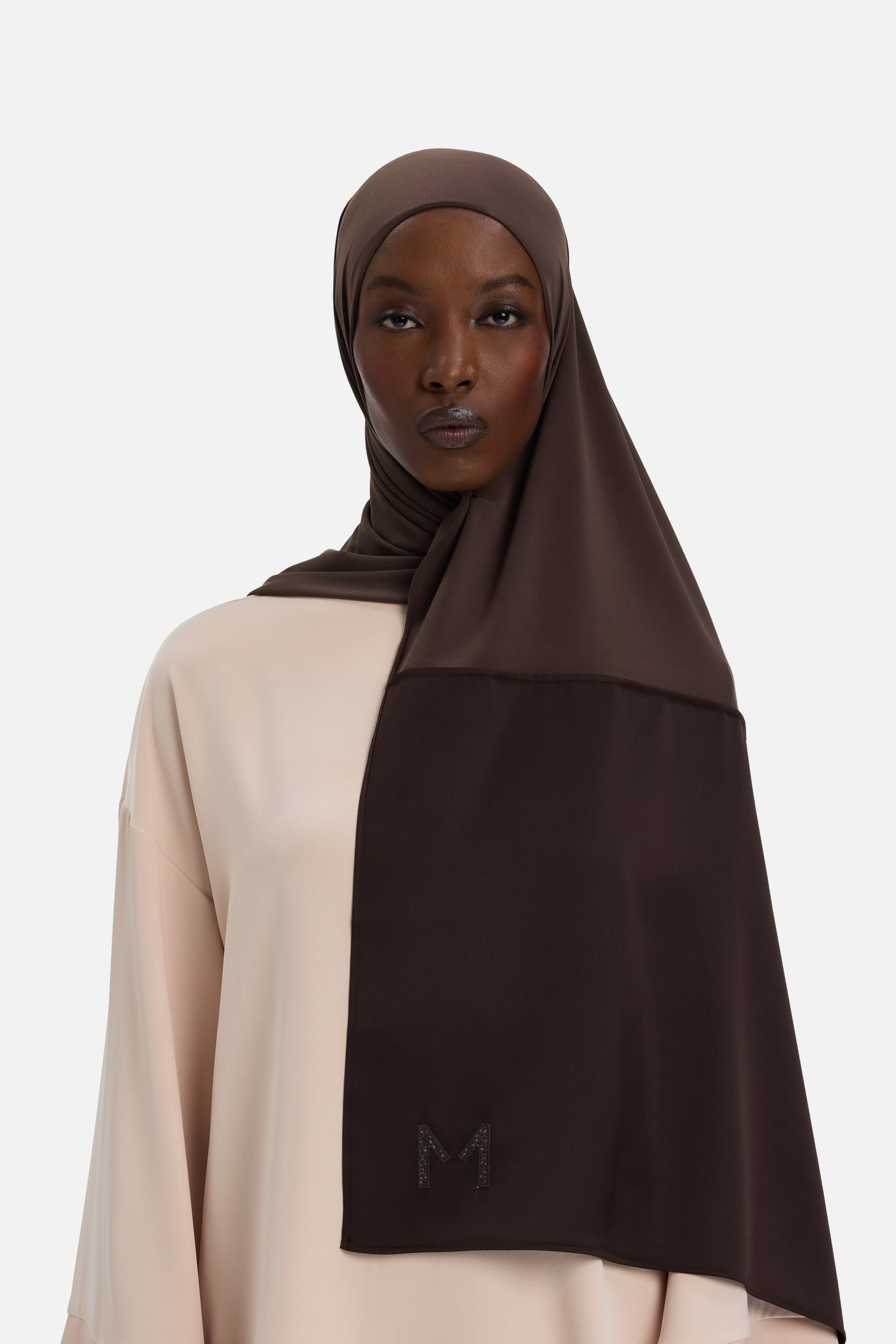 Structured Satin Edge Scarf | Dark Brown