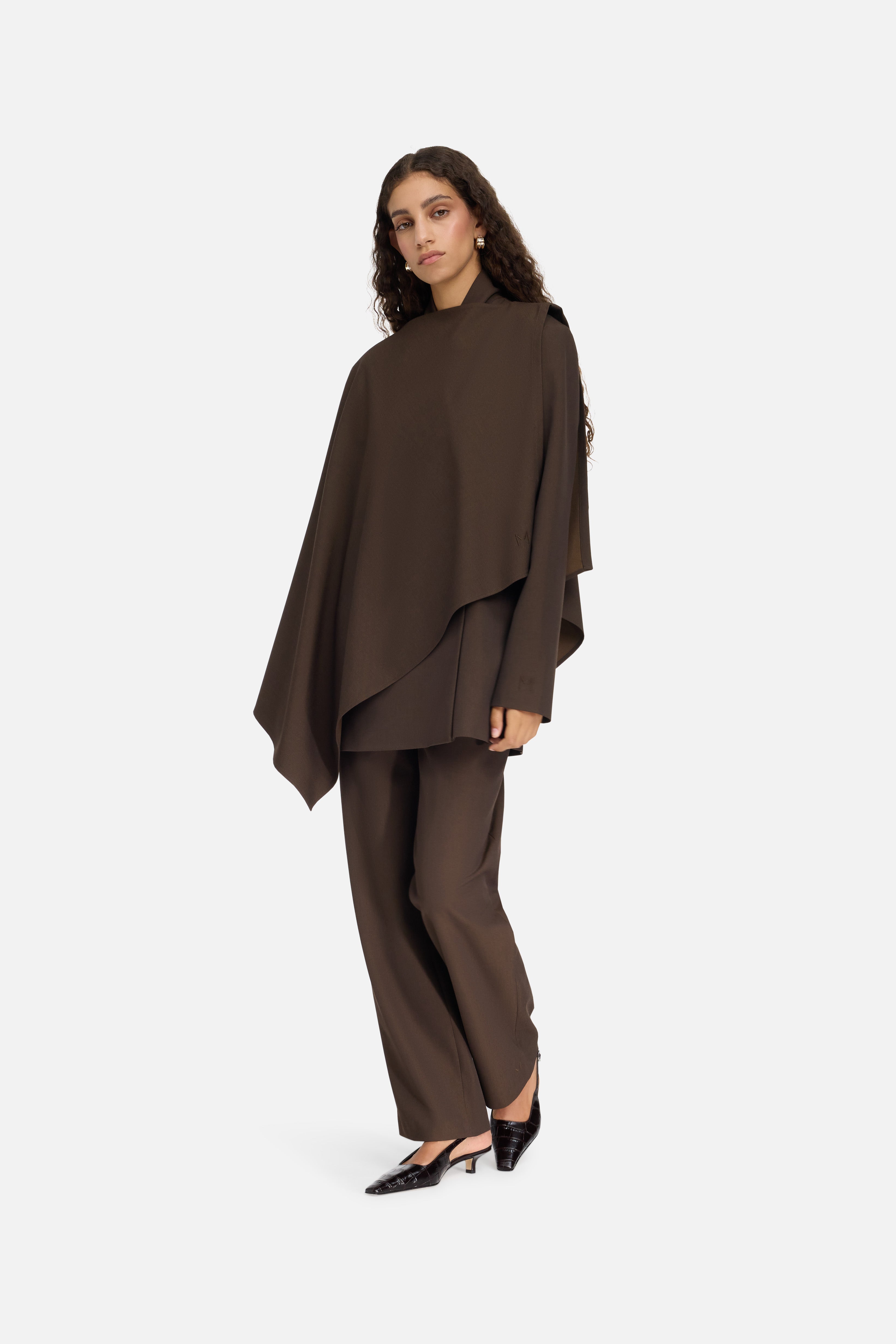 Tailored Cape | Dark Brown