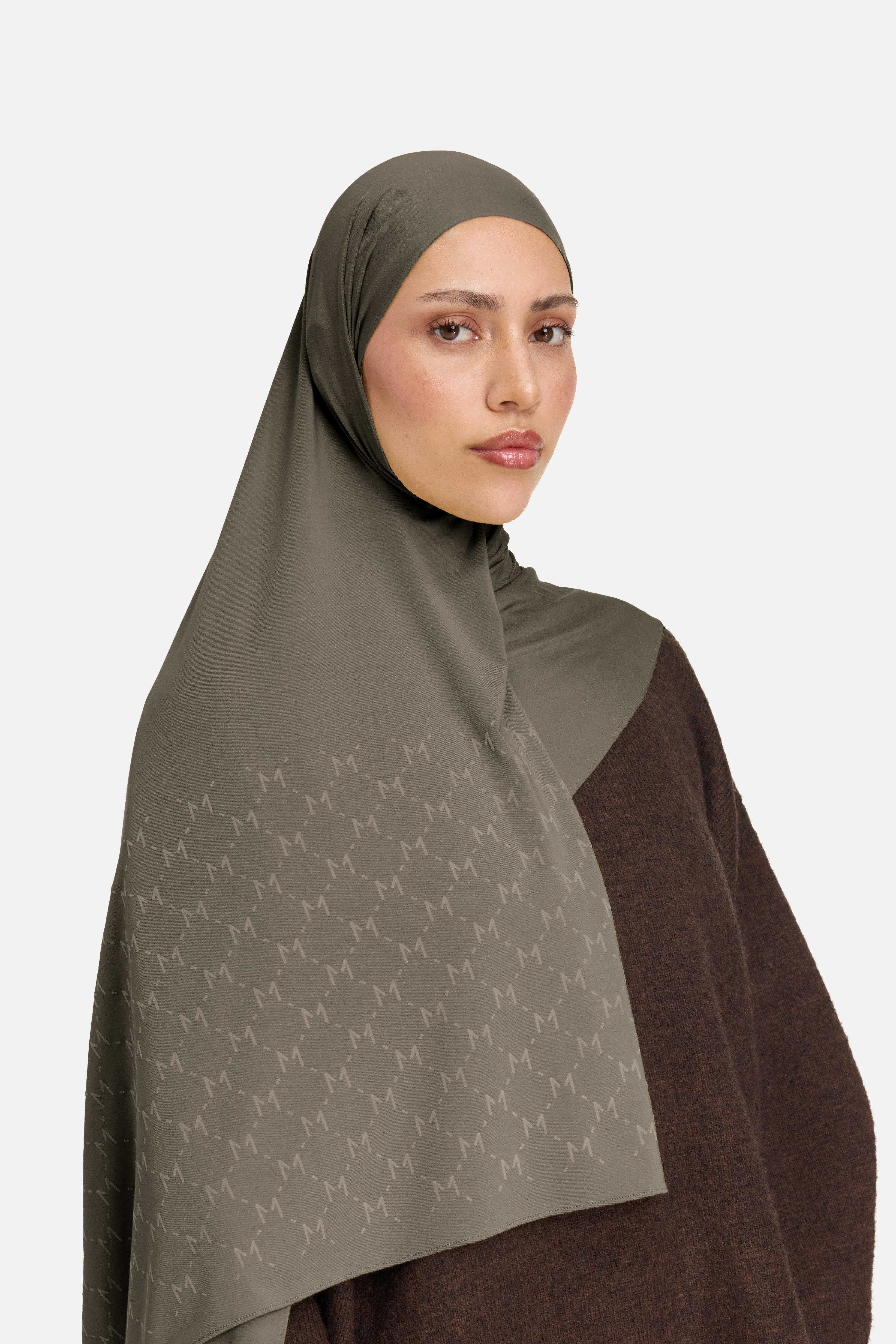 The Monogram Flock Scarf Premium | Marron