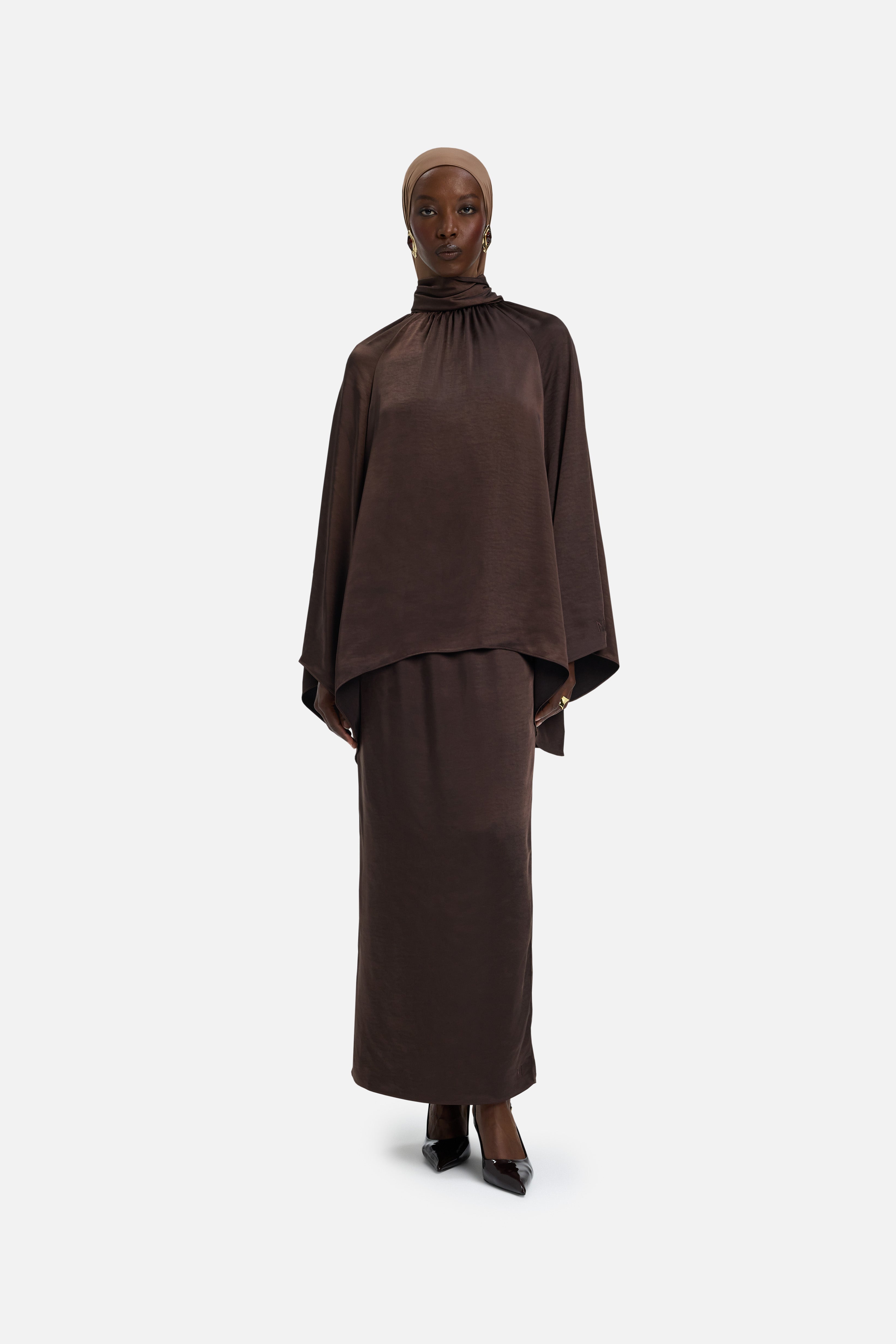 Volume Sleeve Blouse | Dark Brown
